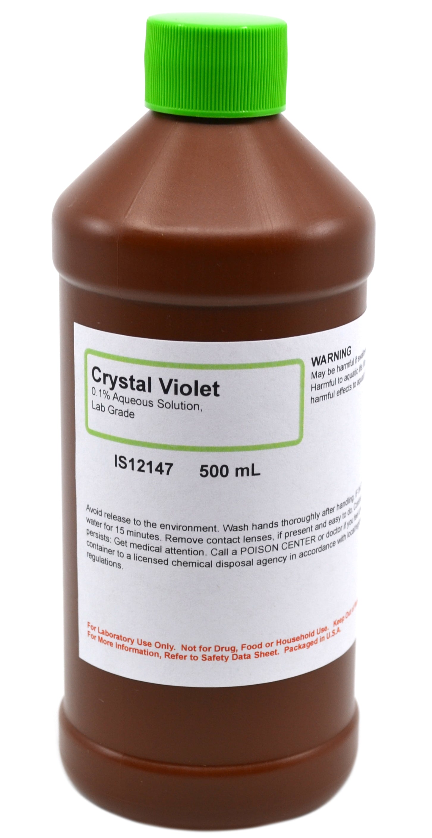 Laboratory Grade Crystal Violet Solution, 0.1%, 500mL