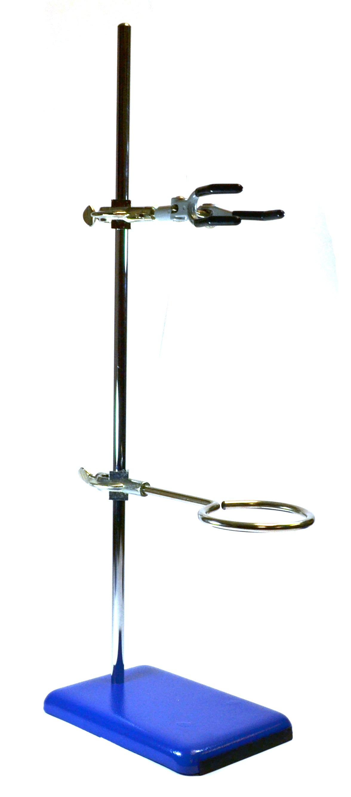 4-Piece Rectangular Retort Stand Set with Coated 3-Prong Clamp