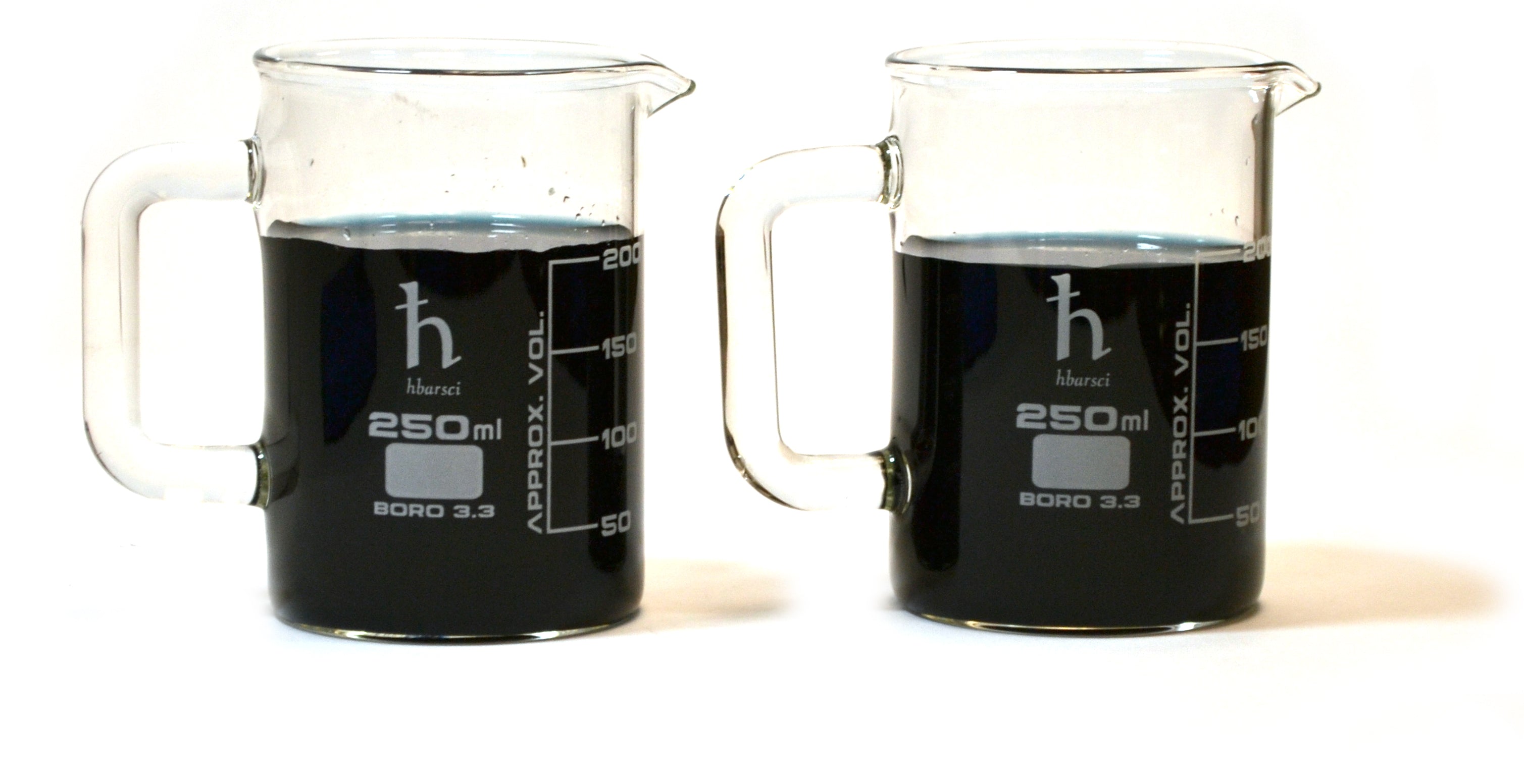2-Pack Premium Hand Crafted Borosilicate 3.3 Glass Beaker Mugs, 8.4oz/250mL