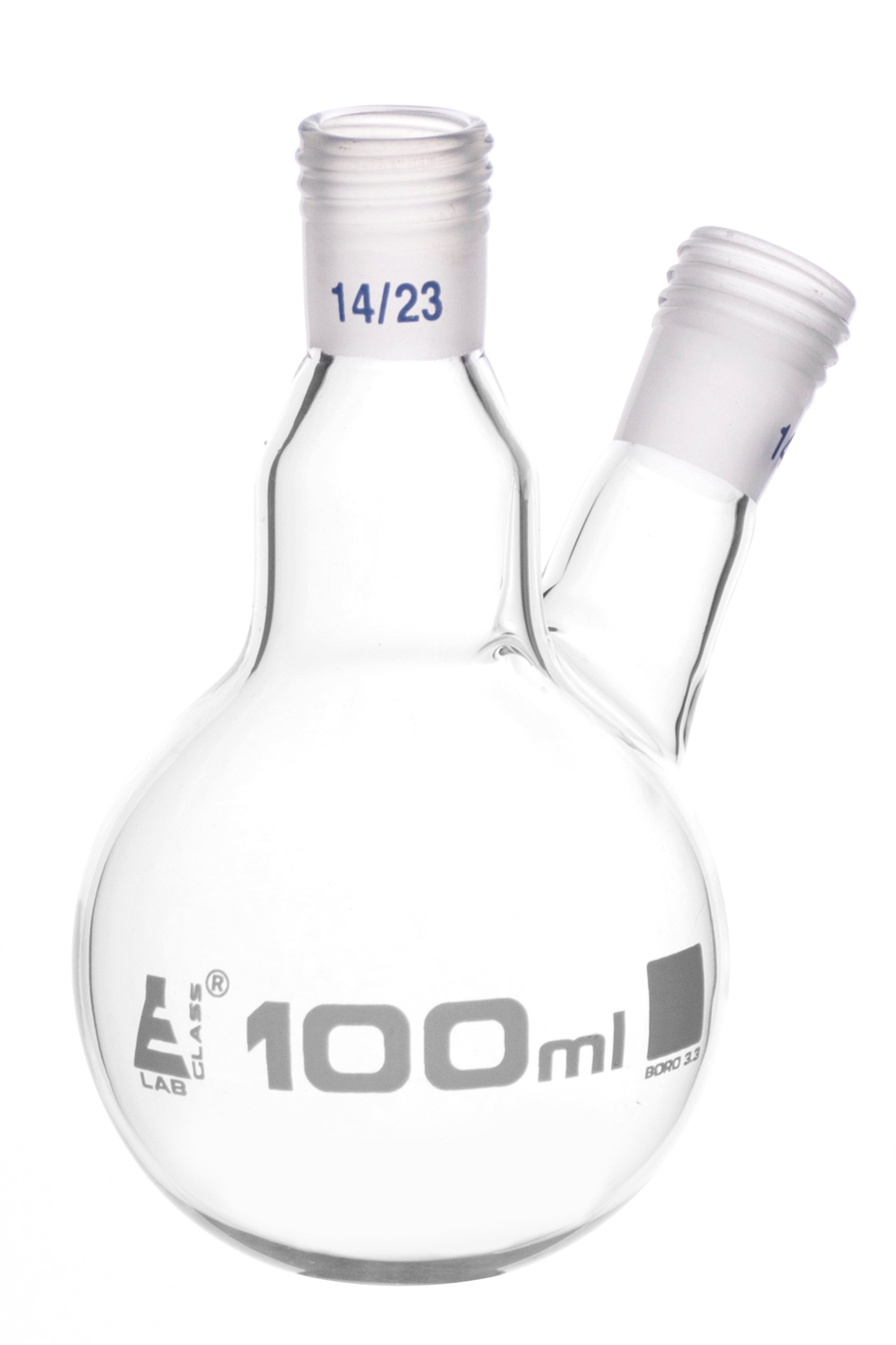 Two-Neck Borosilicate Glass Distillation Flask with Threaded Joints
