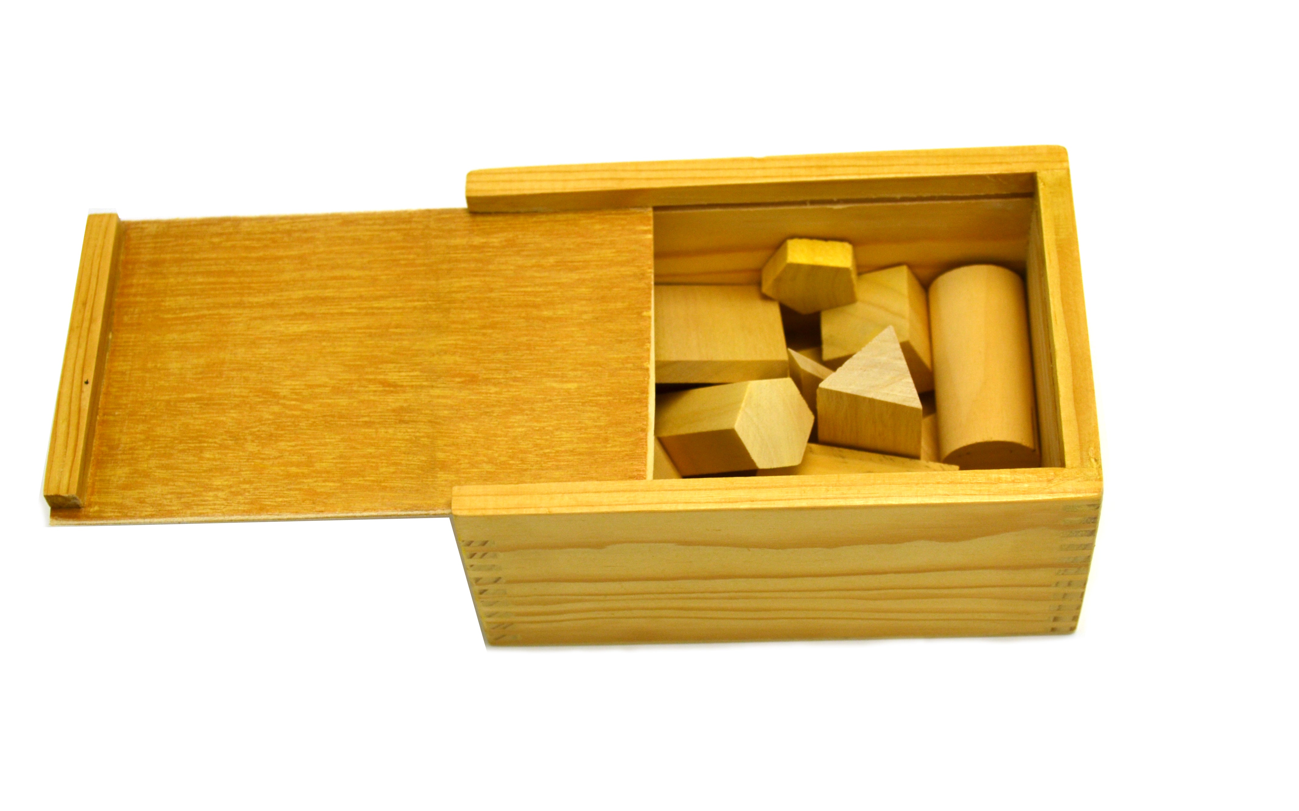 16-Piece Wooden Geometric Shapes Set with Storage Case