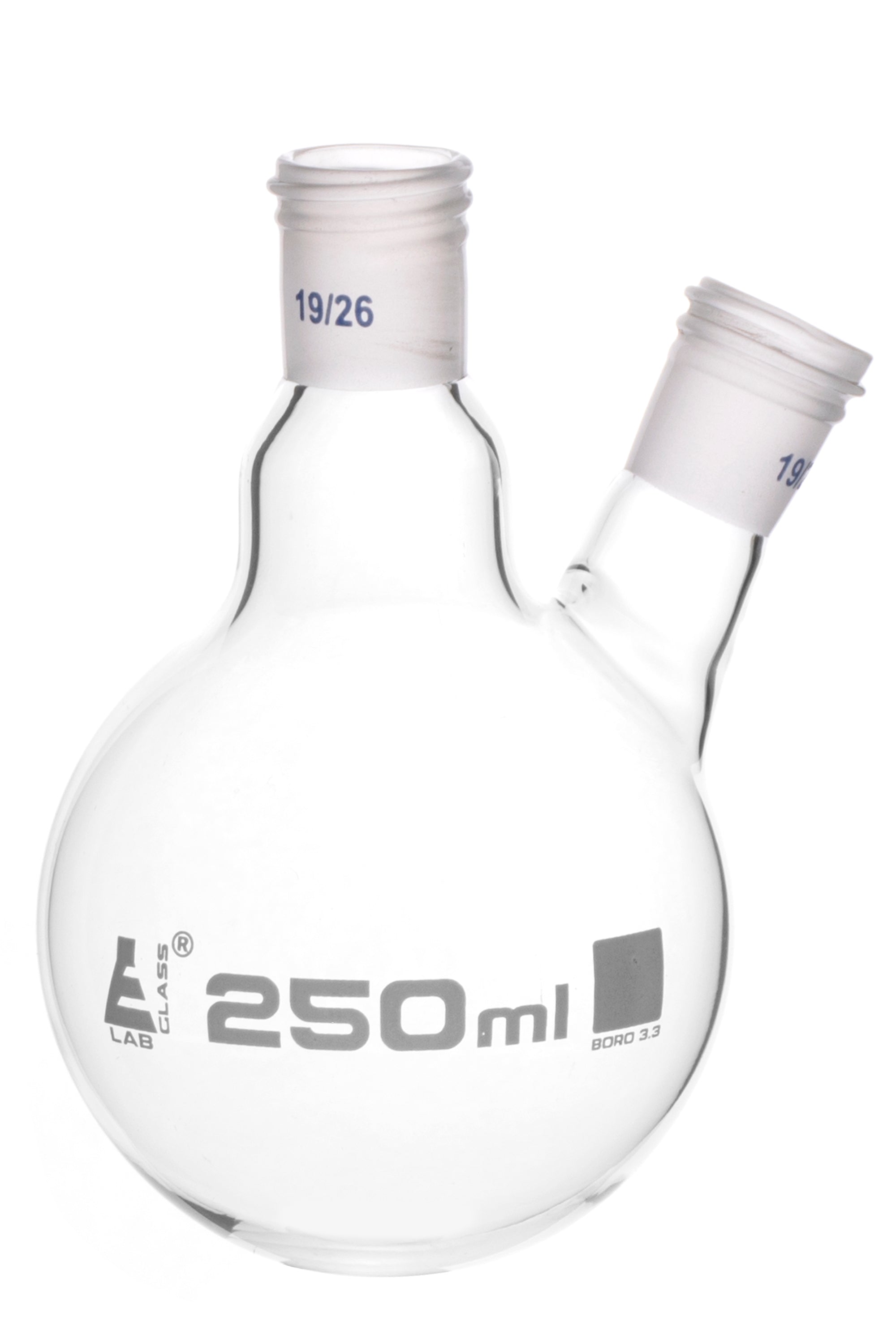 Two-Neck Borosilicate Glass Distillation Flask with Threaded Joints