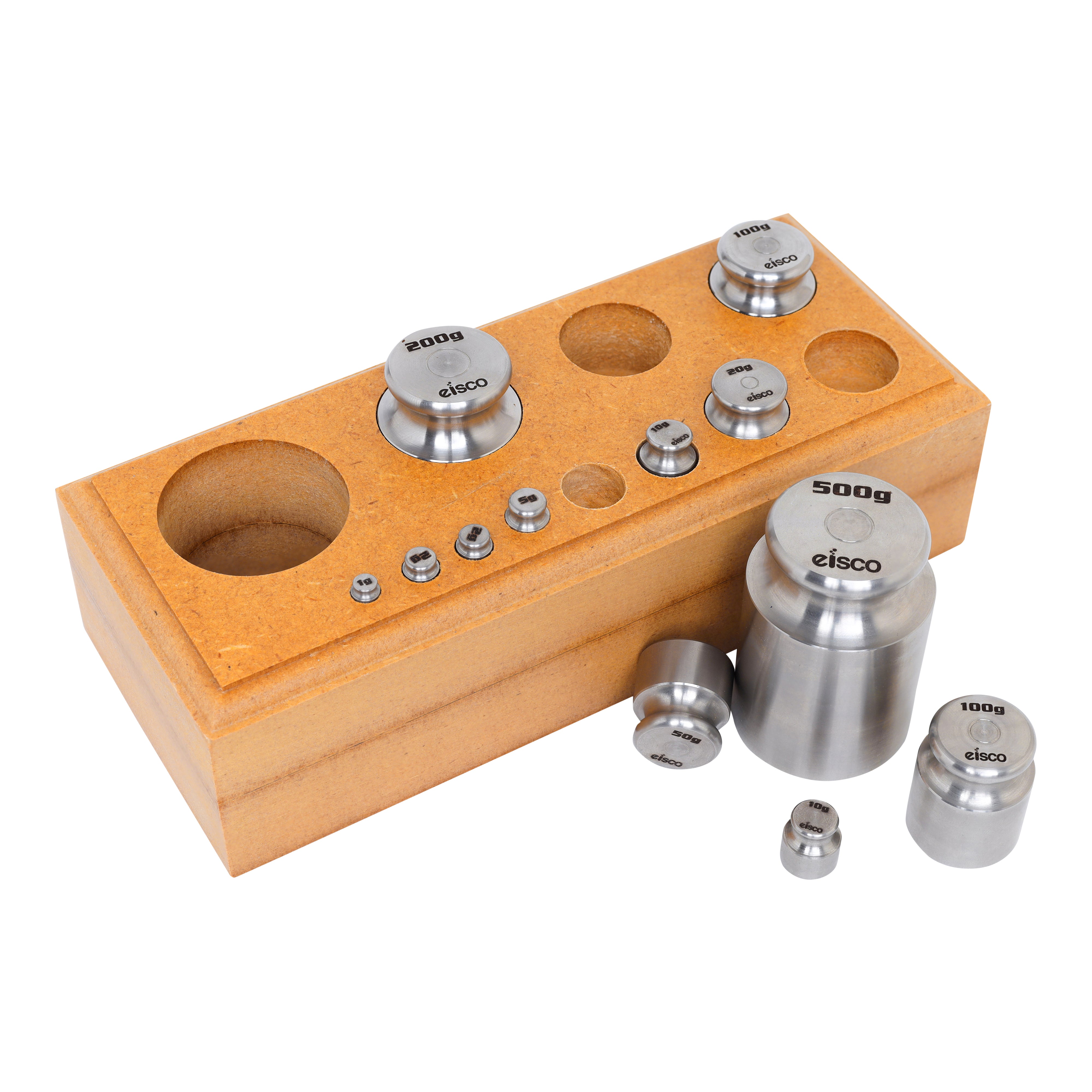 1000g Euro Design Stainless Steel Balance Weight Set with Wooden Block