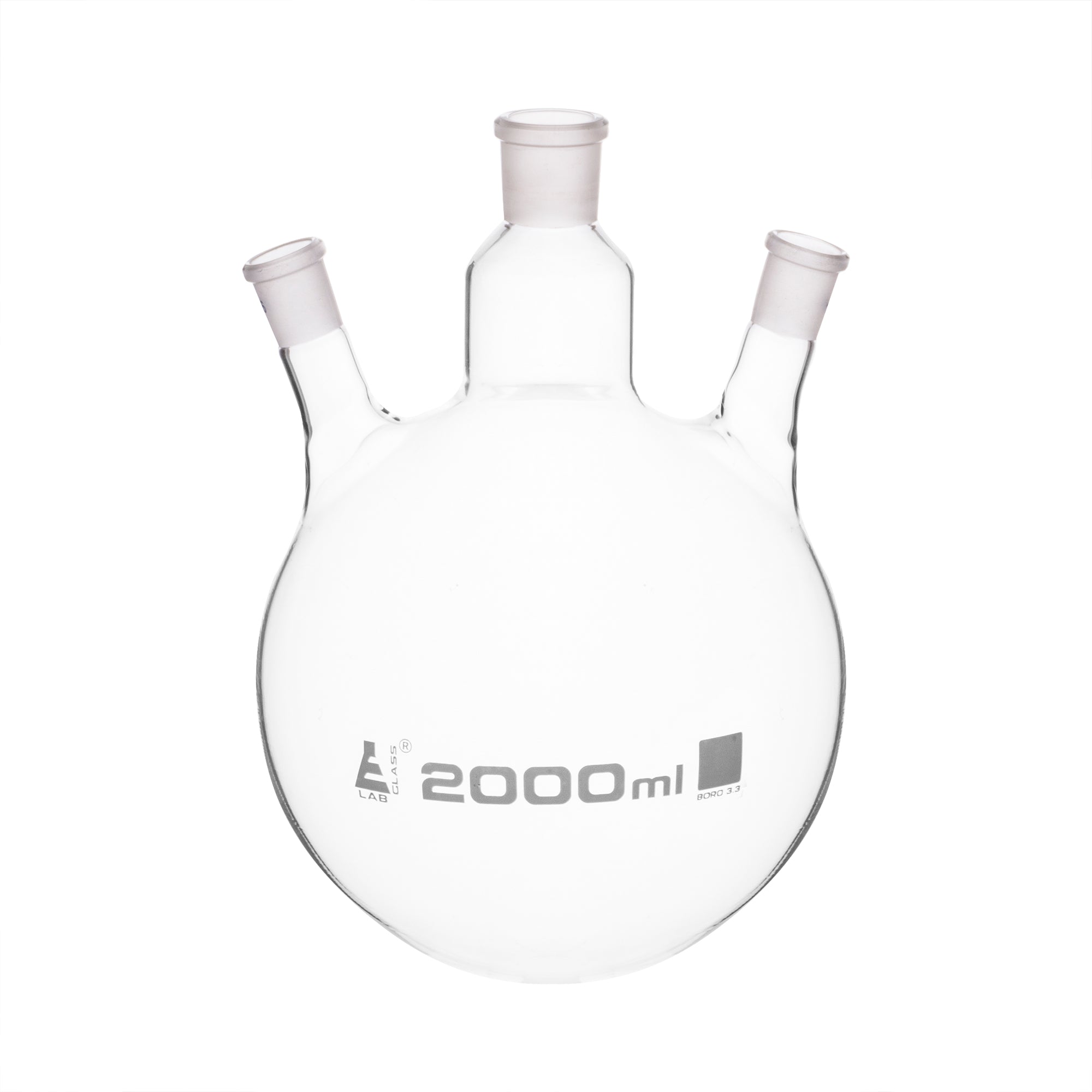 Round Bottom Three-Parallel-Neck Borosilicate Glass Distillation Flask