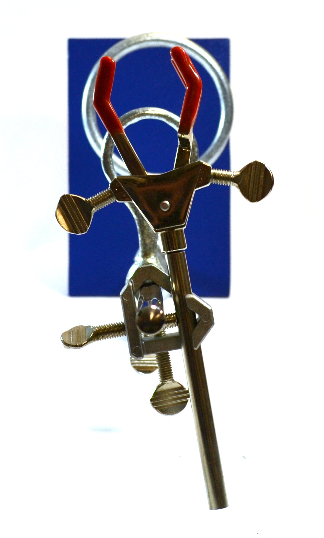 6-Piece Rectangular Retort Stand Set with 3-Prong Dual-Adjusting Clamp, 10 x 6" Base