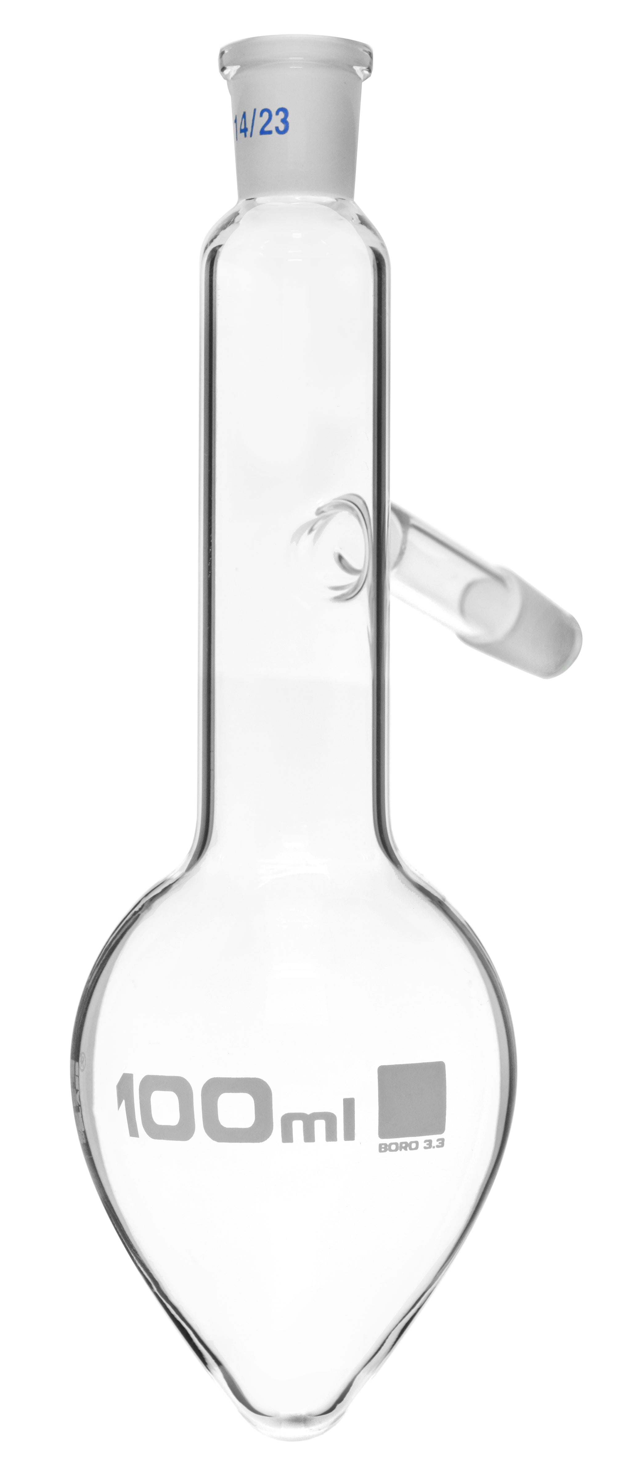 Pear Shape Borosilicate Glass Distillation Flask with Side Socket