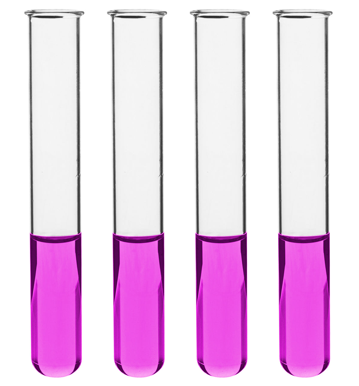 100PK Test Tubes, 25mL, 18x150mm - Rimmed - Light Wall, 1.2mm Thick - Borosilicate 3.3 Glass