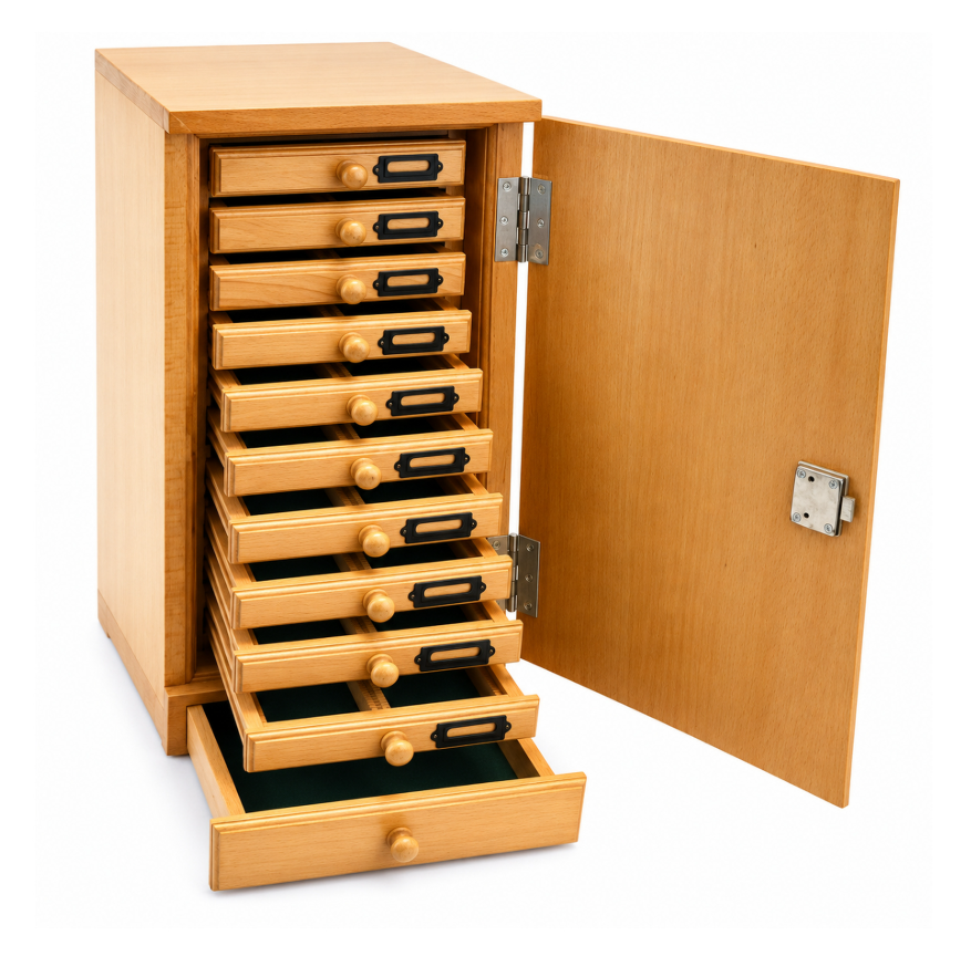 Wooden Microscope Slide Cabinet