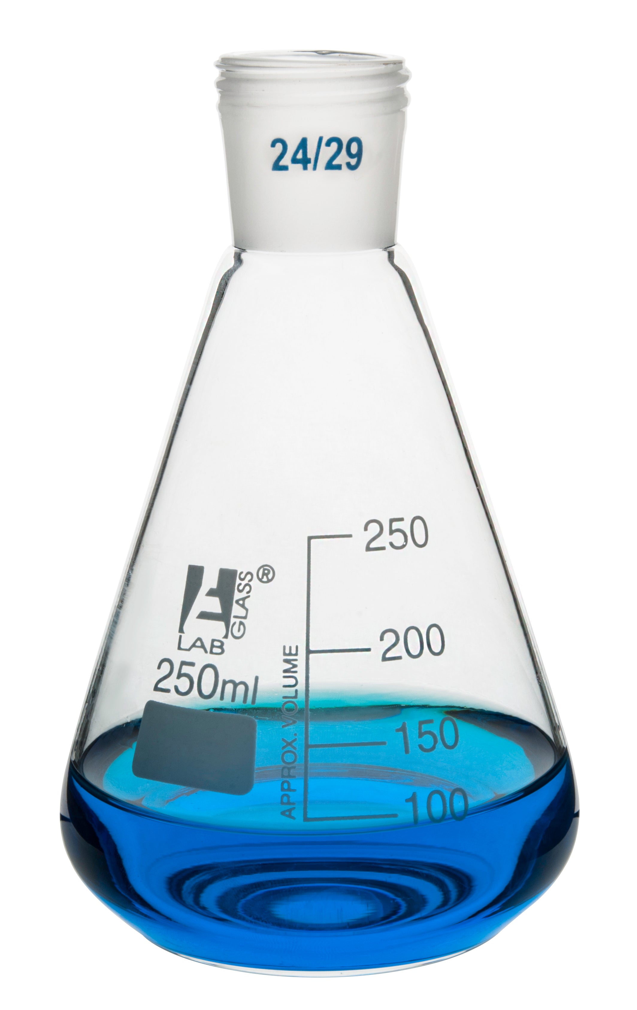 Borosilicate Glass Erlenmeyer Flask with Threaded Joint and White Graduations