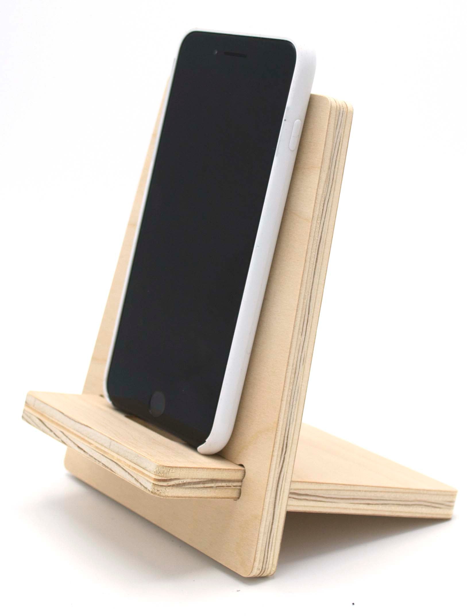 Unfinished Birch Veneer Plywood Smartphone Desk Stand, 7 inch
