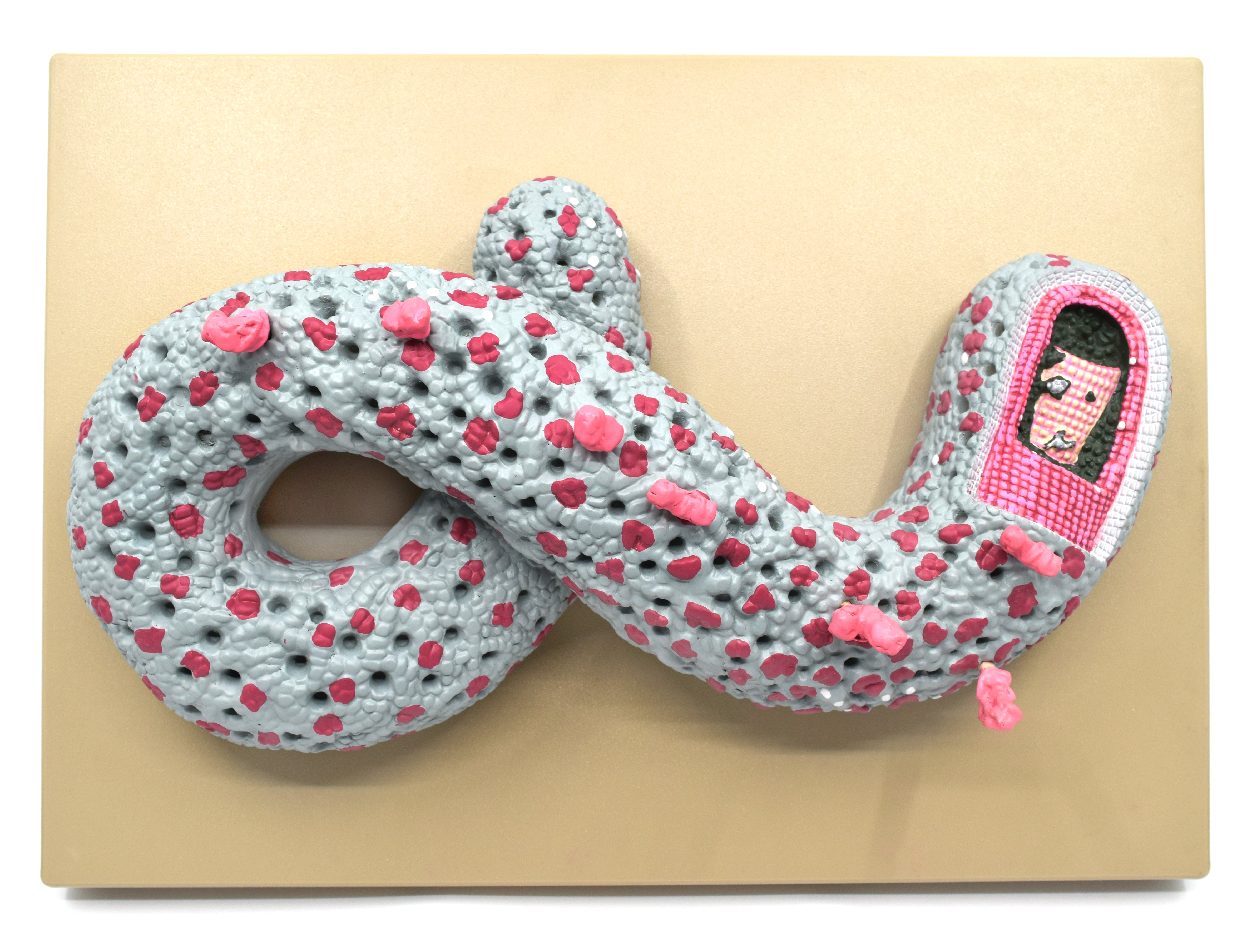 Hand-Painted 3D Ebola Virus Sectional Anatomical Model on Base, 100000x Magnification, 16 x 12 inch