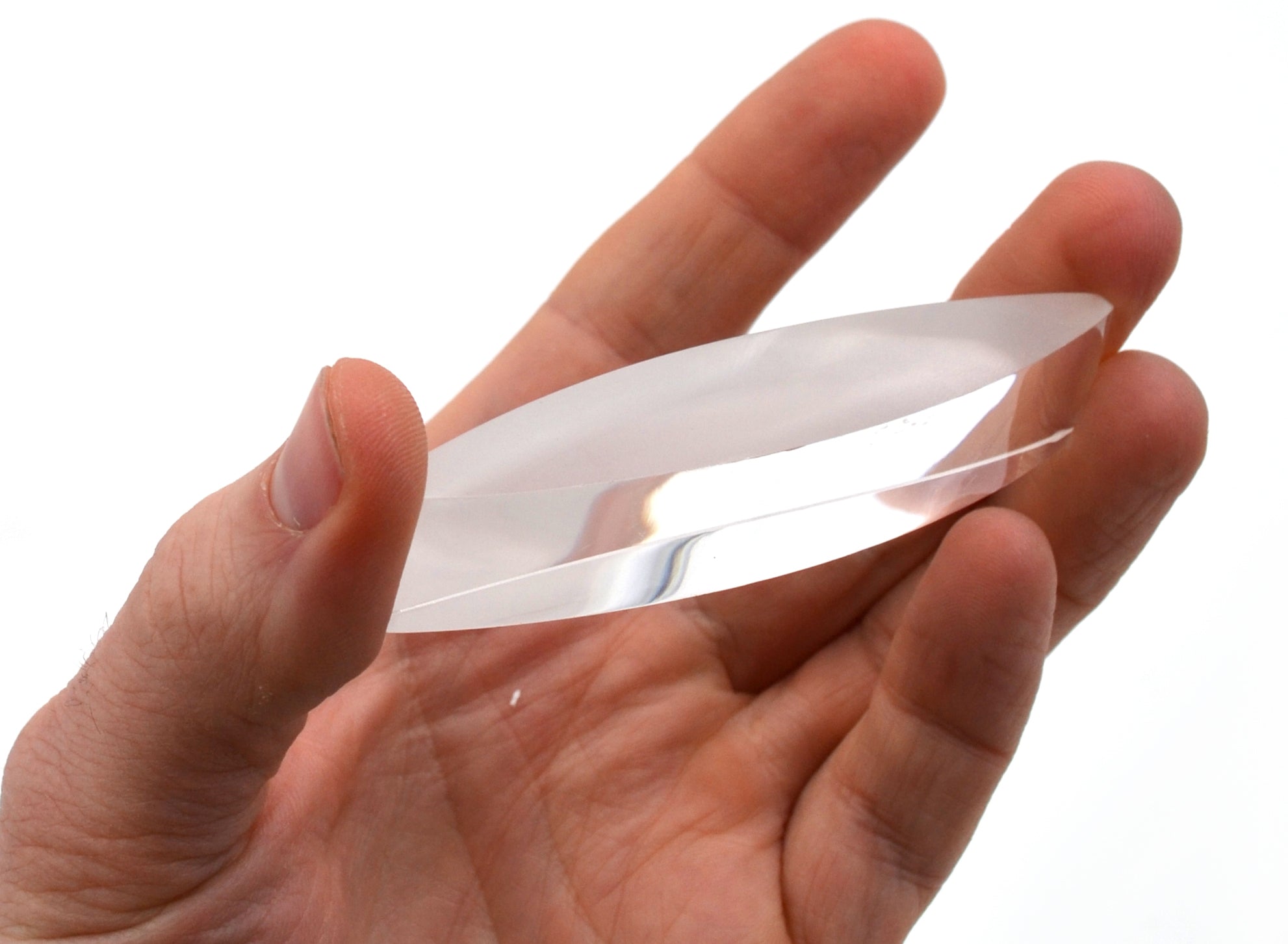 Double Convex Acrylic Lens, 89mm, 20cm Focal Length, Clear and Frosted