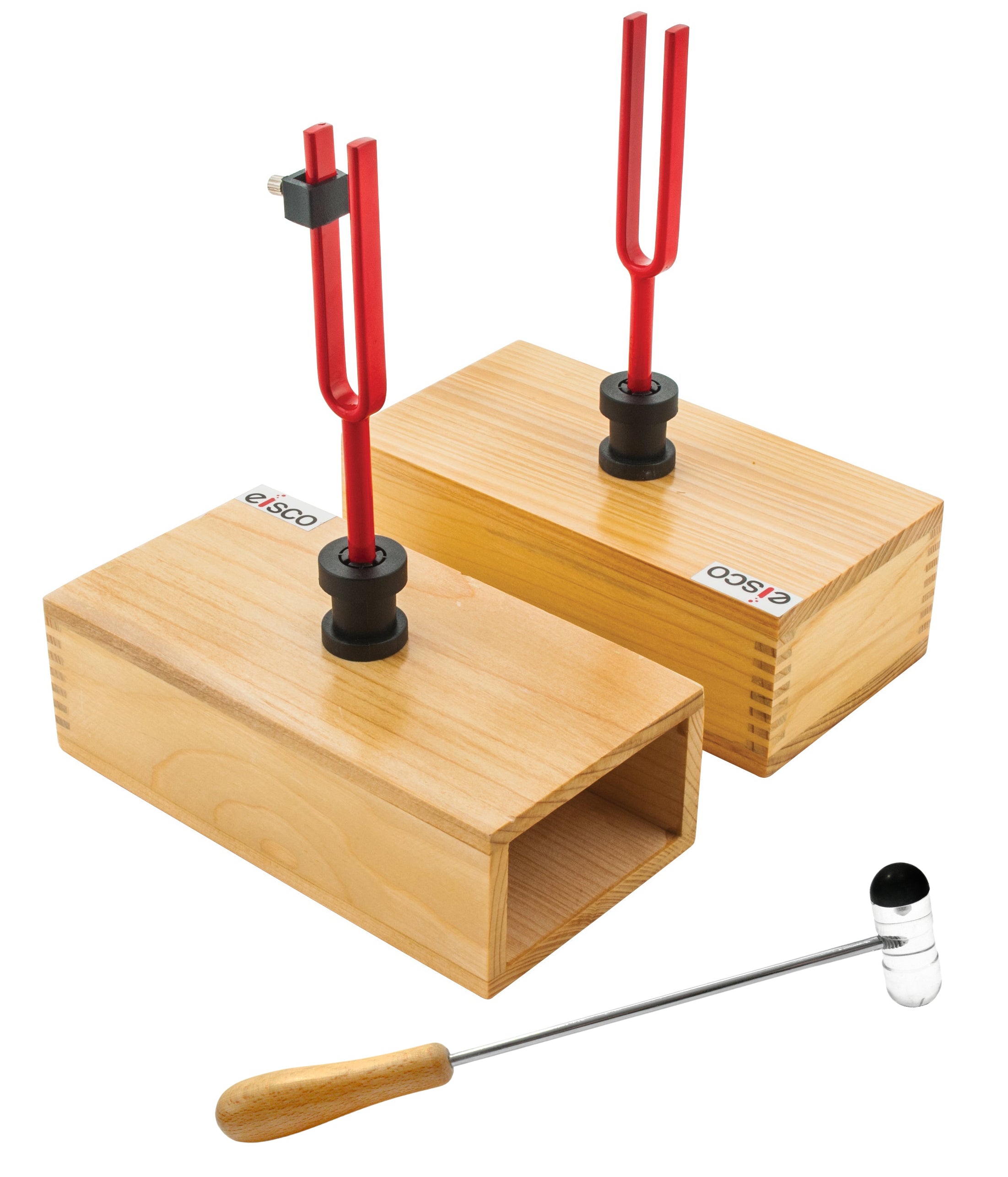 Resonant Tuning Fork Pair on Pine Boxes with Mass and Mallet, 440Hz
