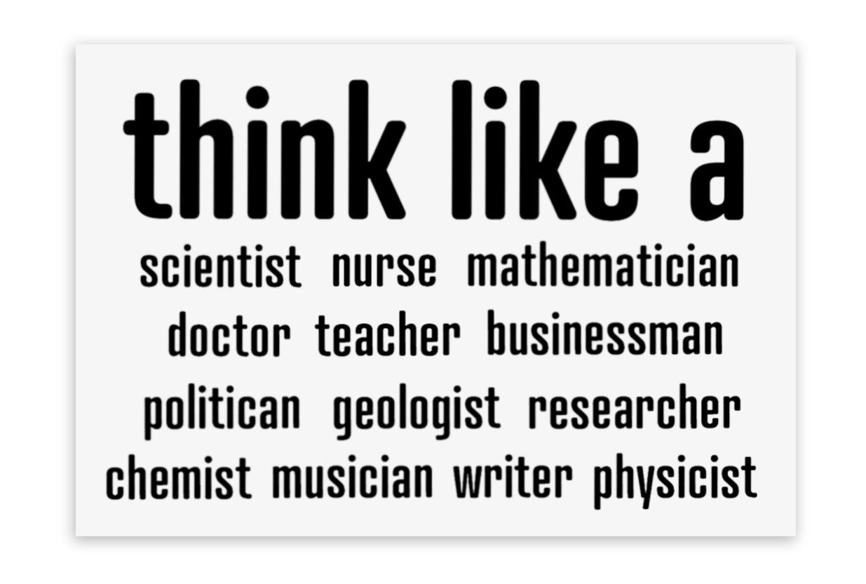 Think Like a Scientist Rectangular Premium Vinyl Sticker, 4 x 2 inch