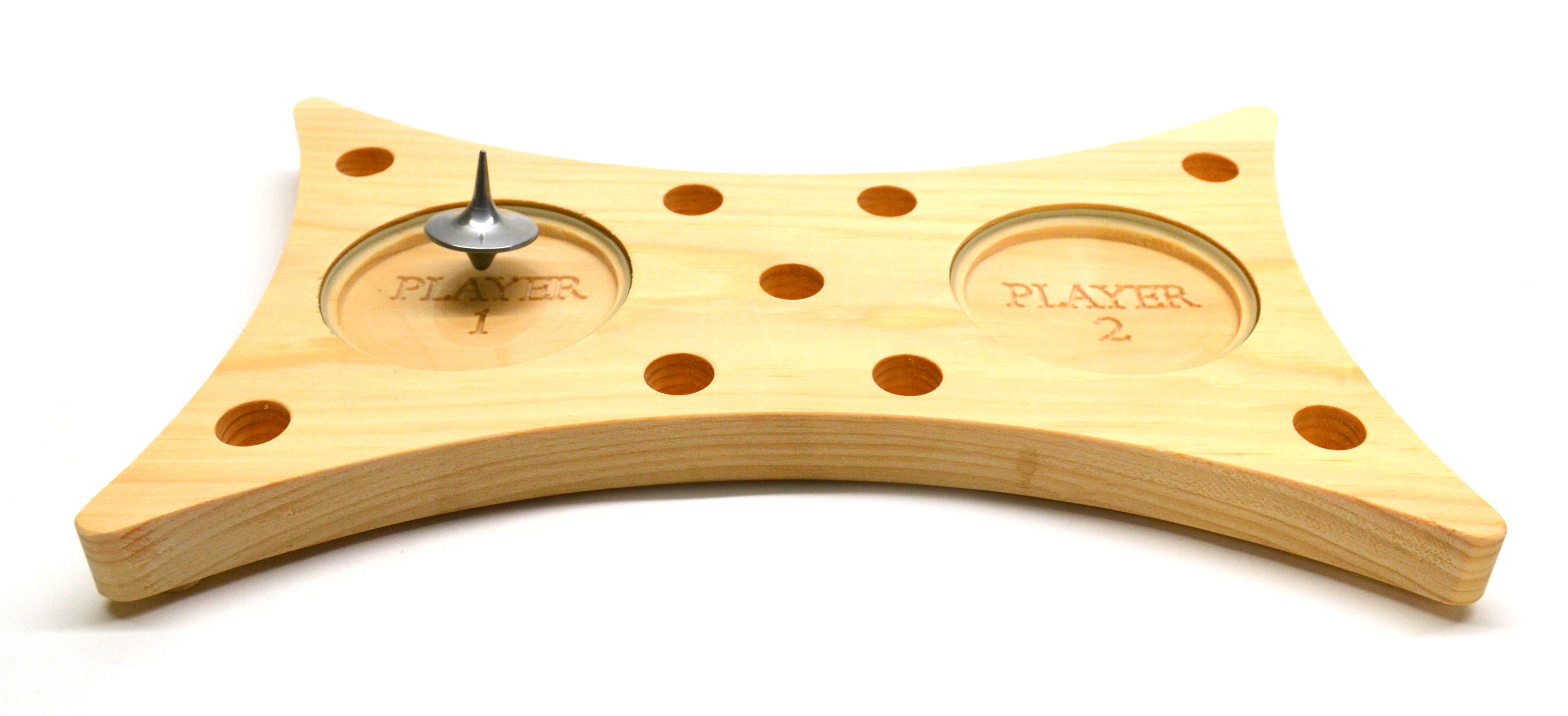 Dual Glass Top Spinning Platform with Wooden Holder for 9 Tops