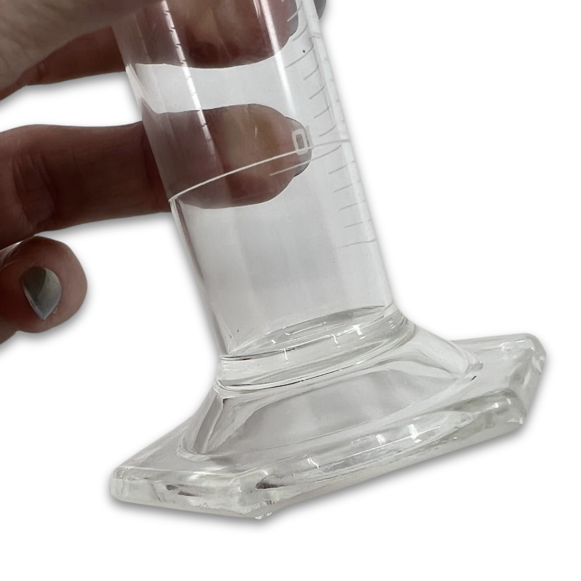 Class B Graduated Cylinder with Spout and Hexagonal Base, 50mL, White Graduations, Borosilicate Glass