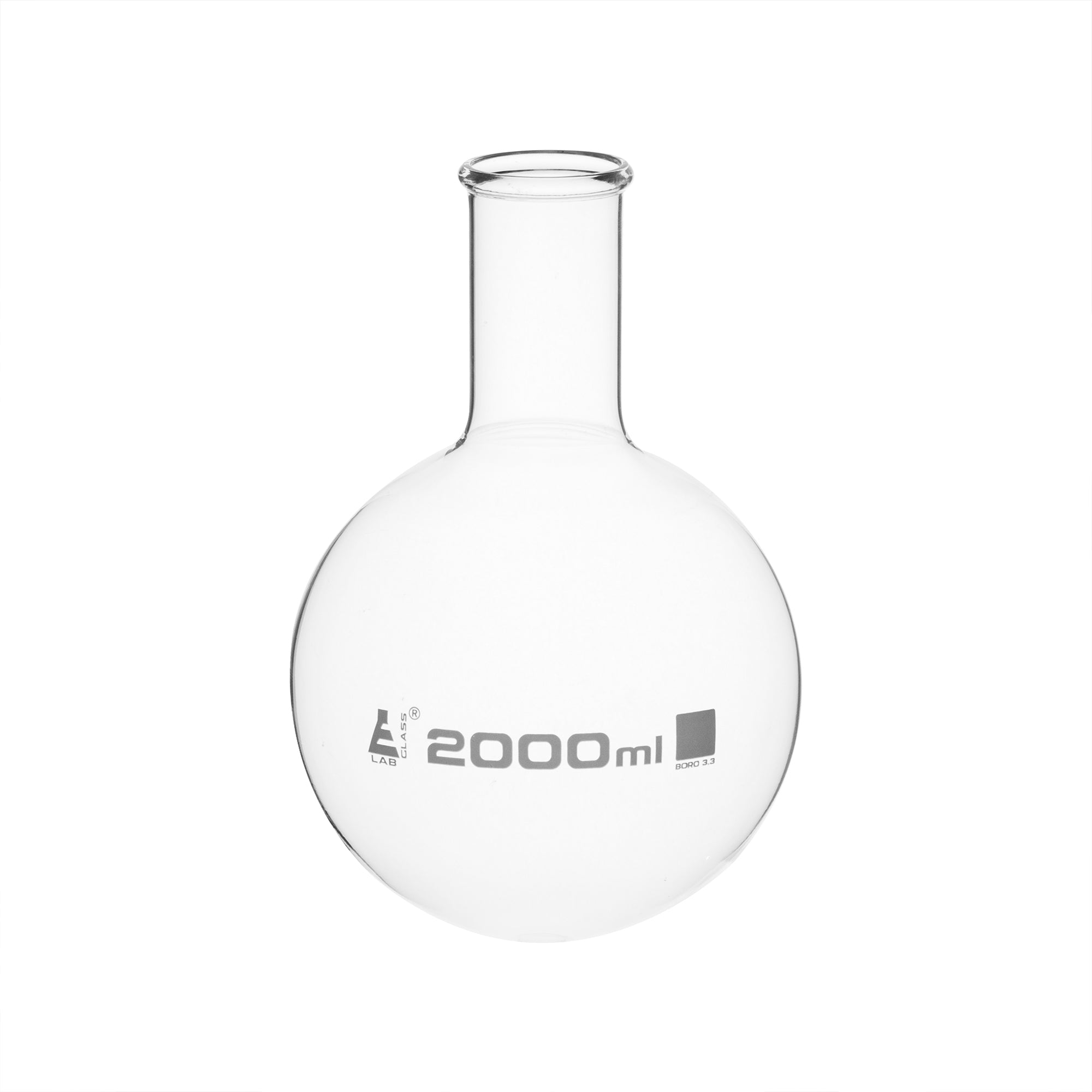 Round Bottom Narrow Neck Florence Borosilicate Glass Boiling Flask with Beaded Rim