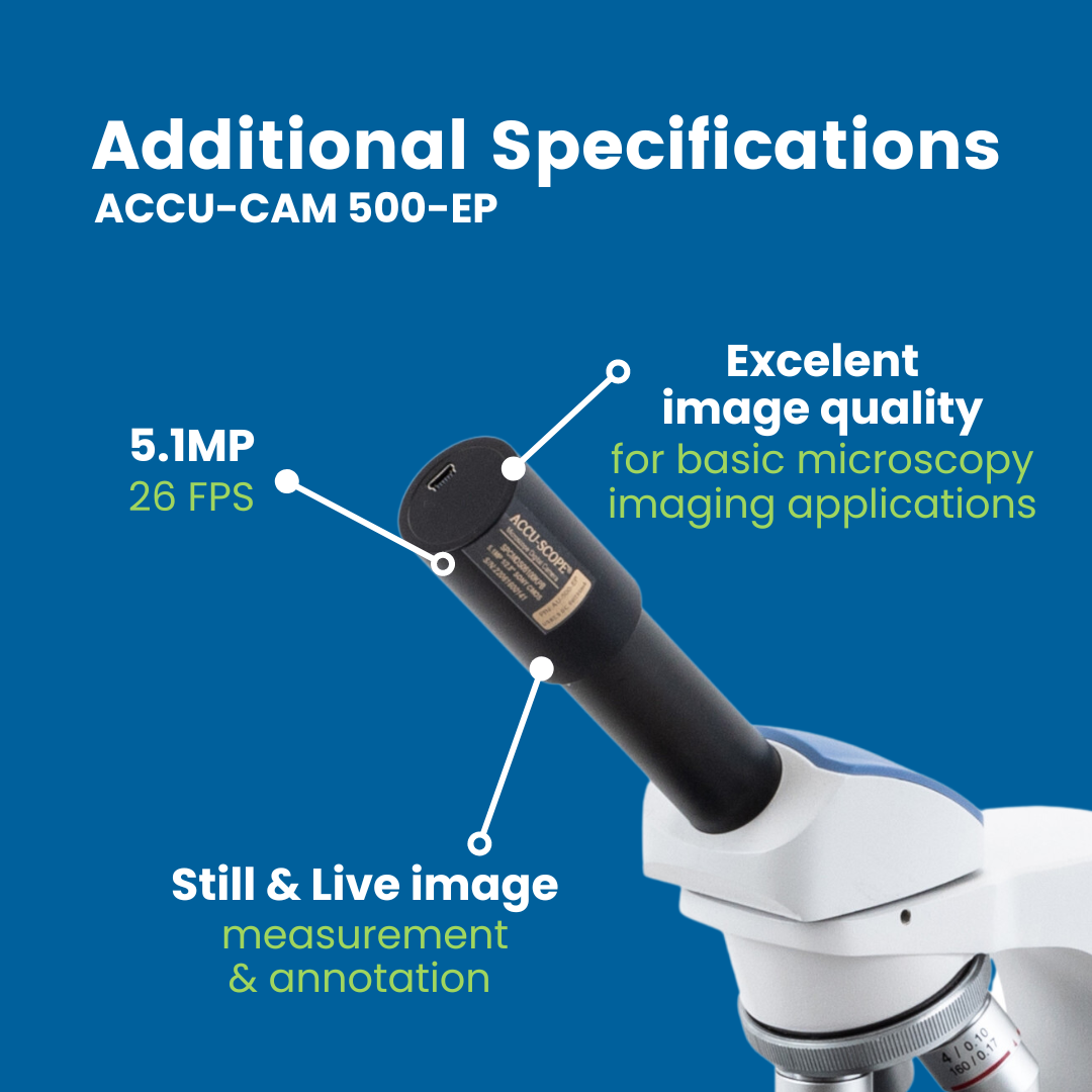 Accu-Scope Monocular Digital Microscope with EP Eyepiece Camera, EXM-150-EP, 40-400X