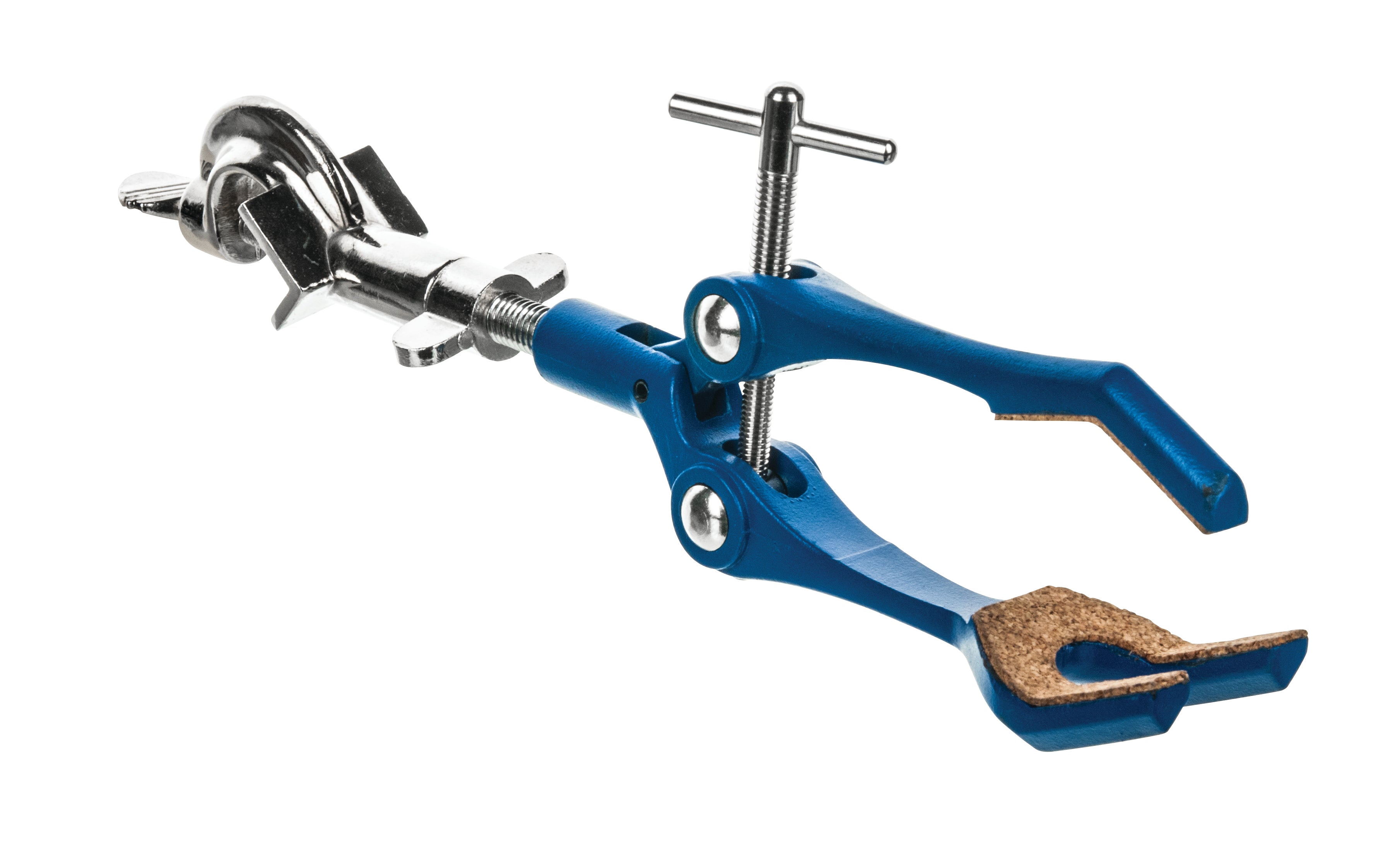 3-Finger Cork-Lined Extension Clamp with Swivel Boss Head, 3.4" Max