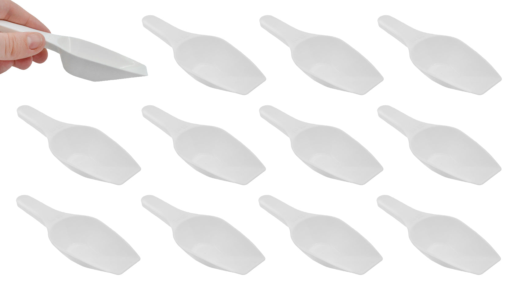 Autoclavable Polypropylene Scoop with Flat Bottom, 12-Pack