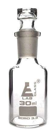 Narrow Mouth Borosilicate Glass Reagent Bottle with Hexagonal Glass Stopper