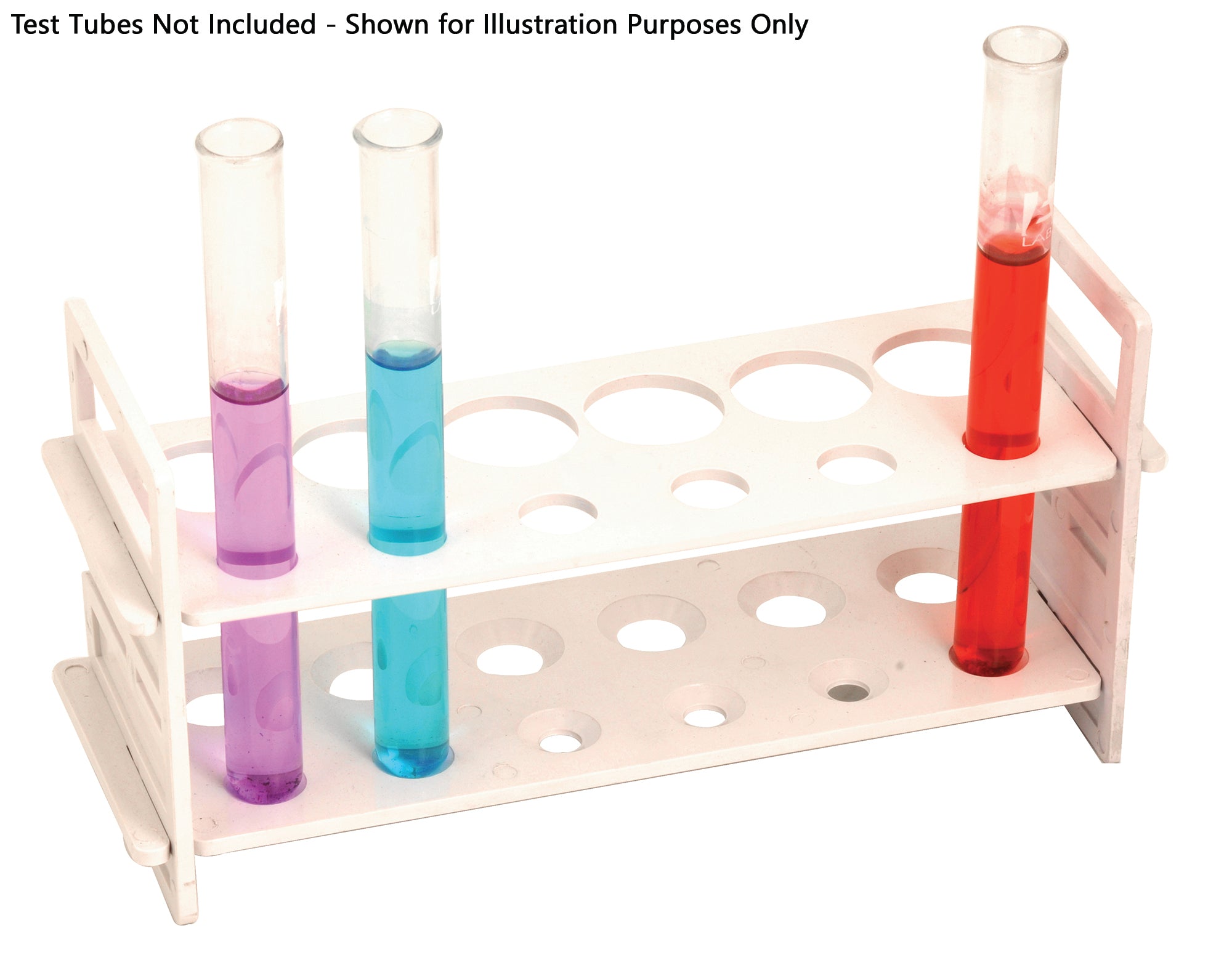 12-Hole Test Tube Stand for Mixed 30mm and 15mm Tubes, Polyethylene