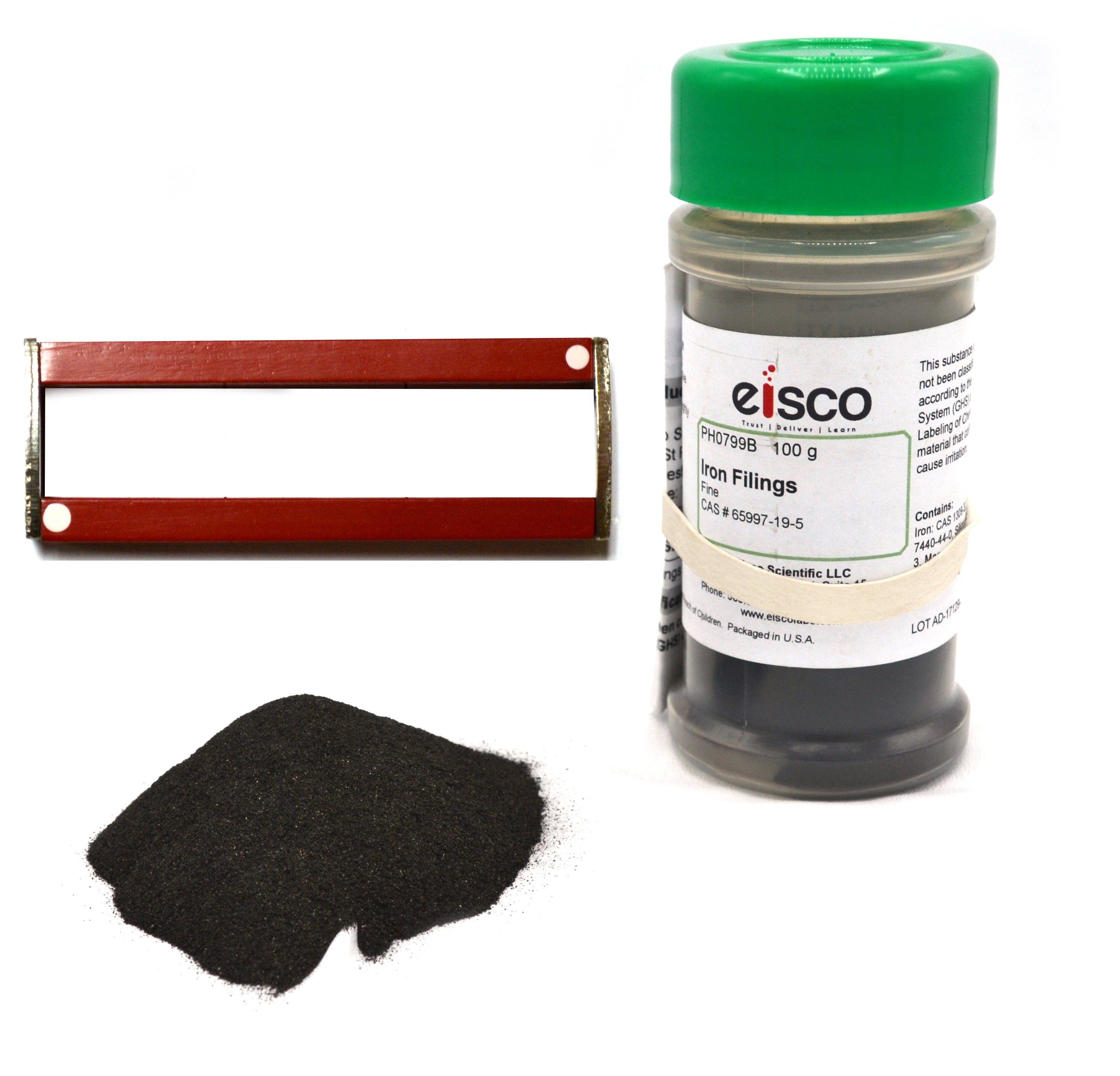 Fine Iron Filings and 3" Magnet Set, 100g
