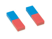 Plastic-Cased Bar Magnet Pair, Blue and Red
