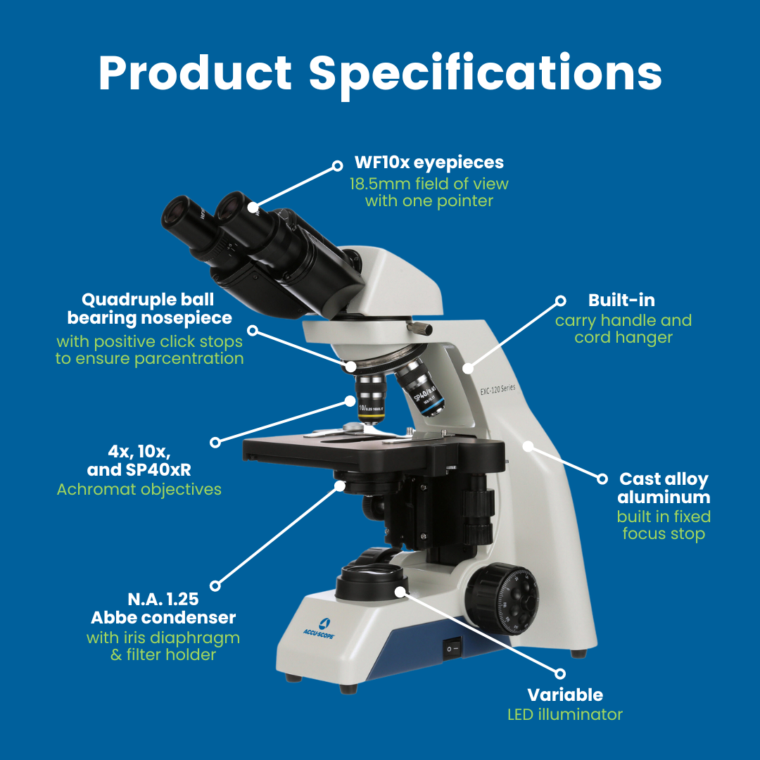 Accu-Scope Binocular Compound Microscope, EXC-120-3, 40-400X