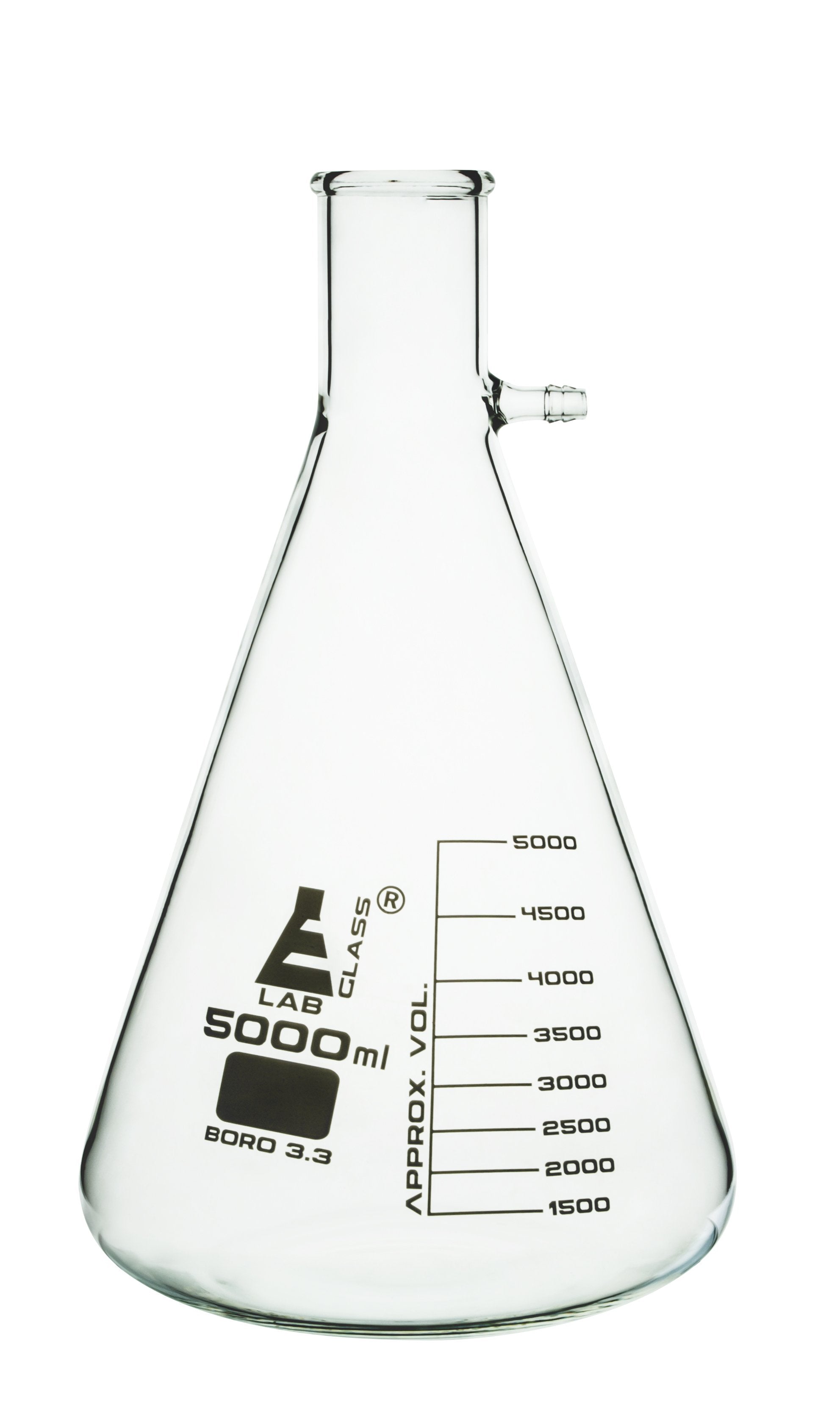 Heavy Wall Borosilicate Glass Buchner Filtering Flask with Side Arm