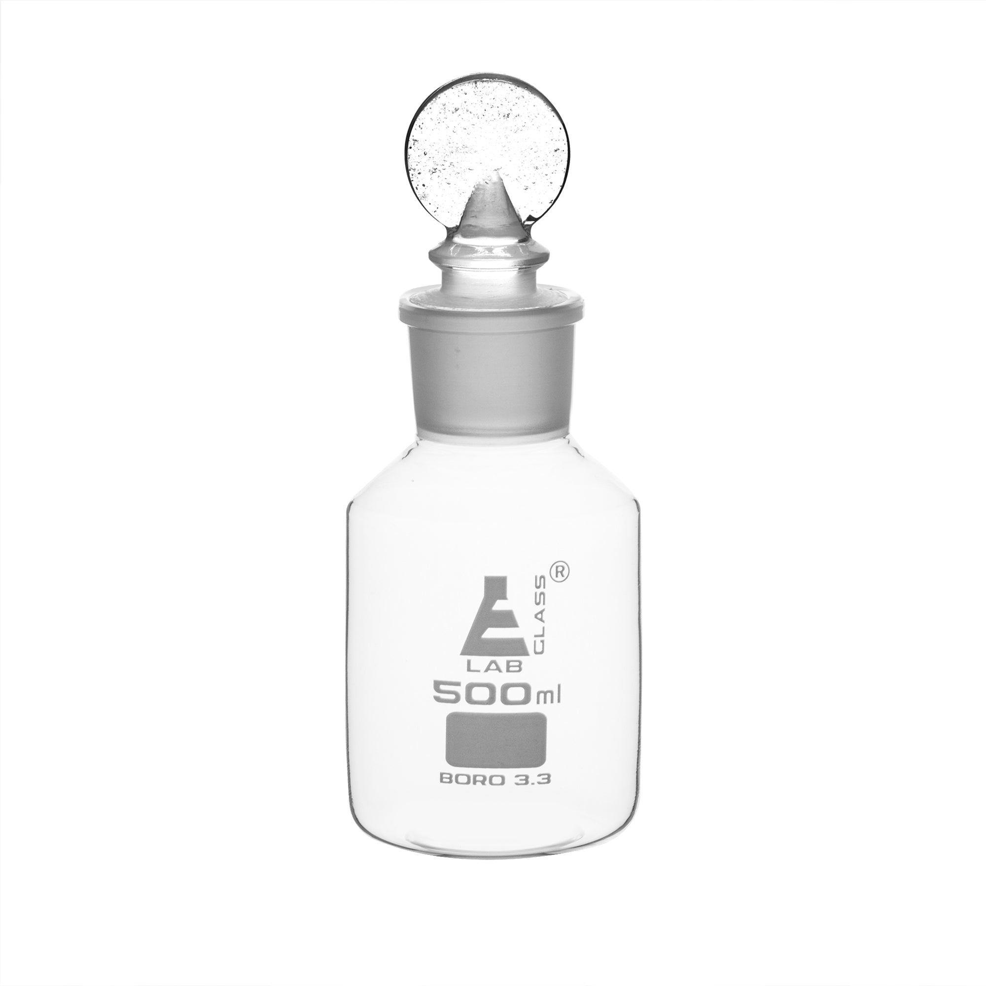 Wide Mouth Borosilicate Glass Reagent Bottle with Penny Stopper