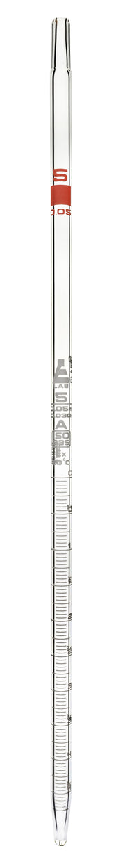 Class A Serological Pipette, 5mL, White Graduations, Borosilicate Glass