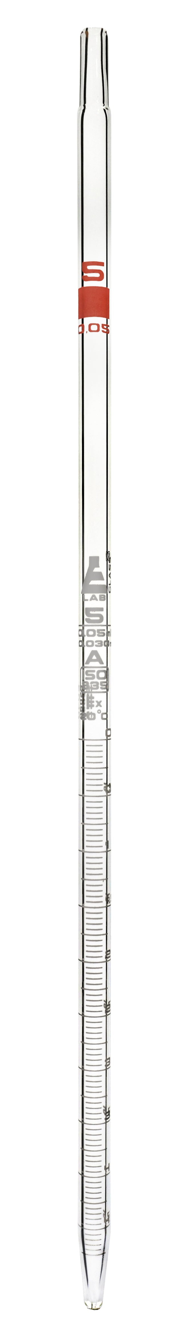 Class A Serological Pipette, 5mL, White Graduations, Borosilicate Glass