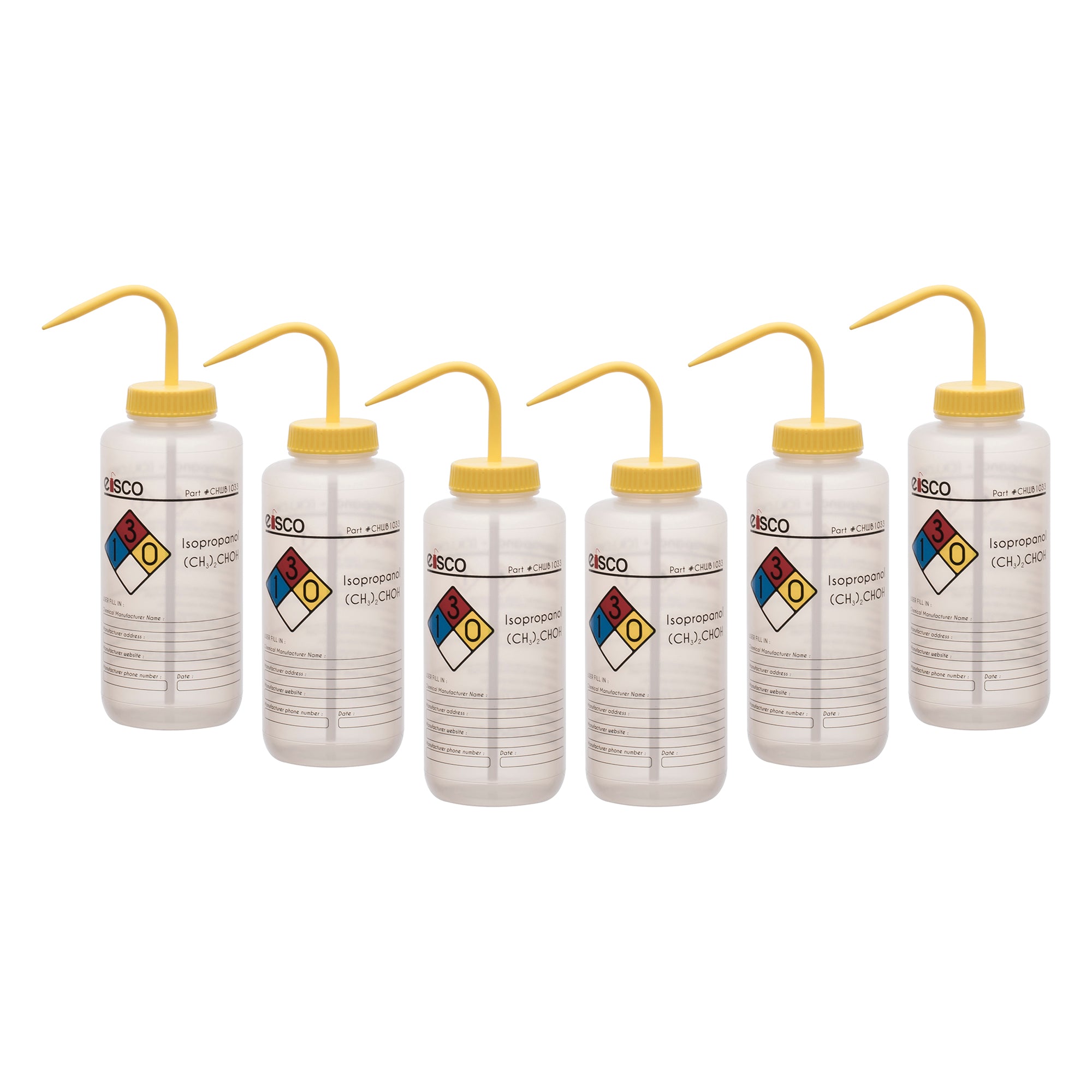 Isopropanol Wash Bottle, LDPE, 4-Color Label, 1000mL