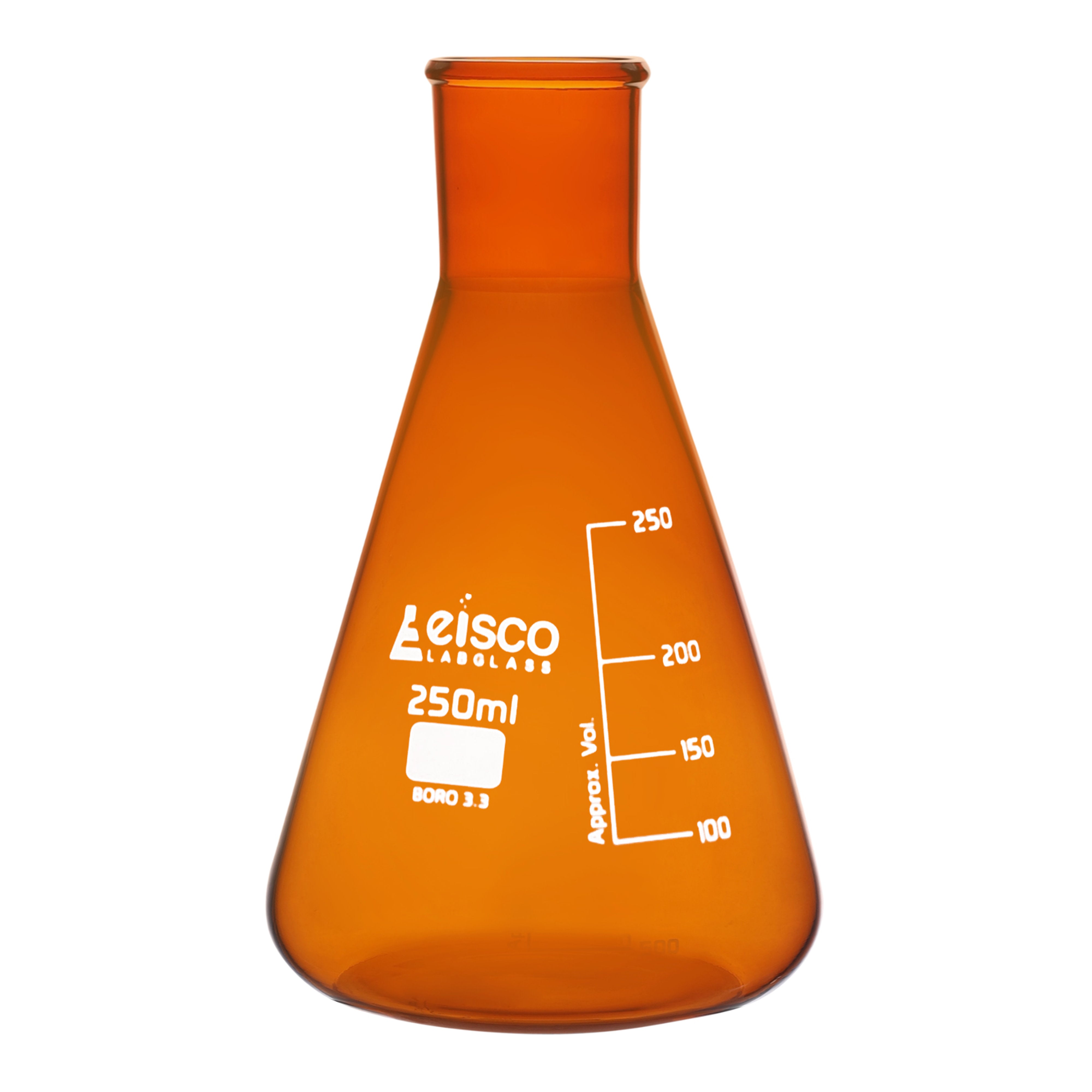 Narrow Neck Amber Borosilicate Glass Erlenmeyer Flask