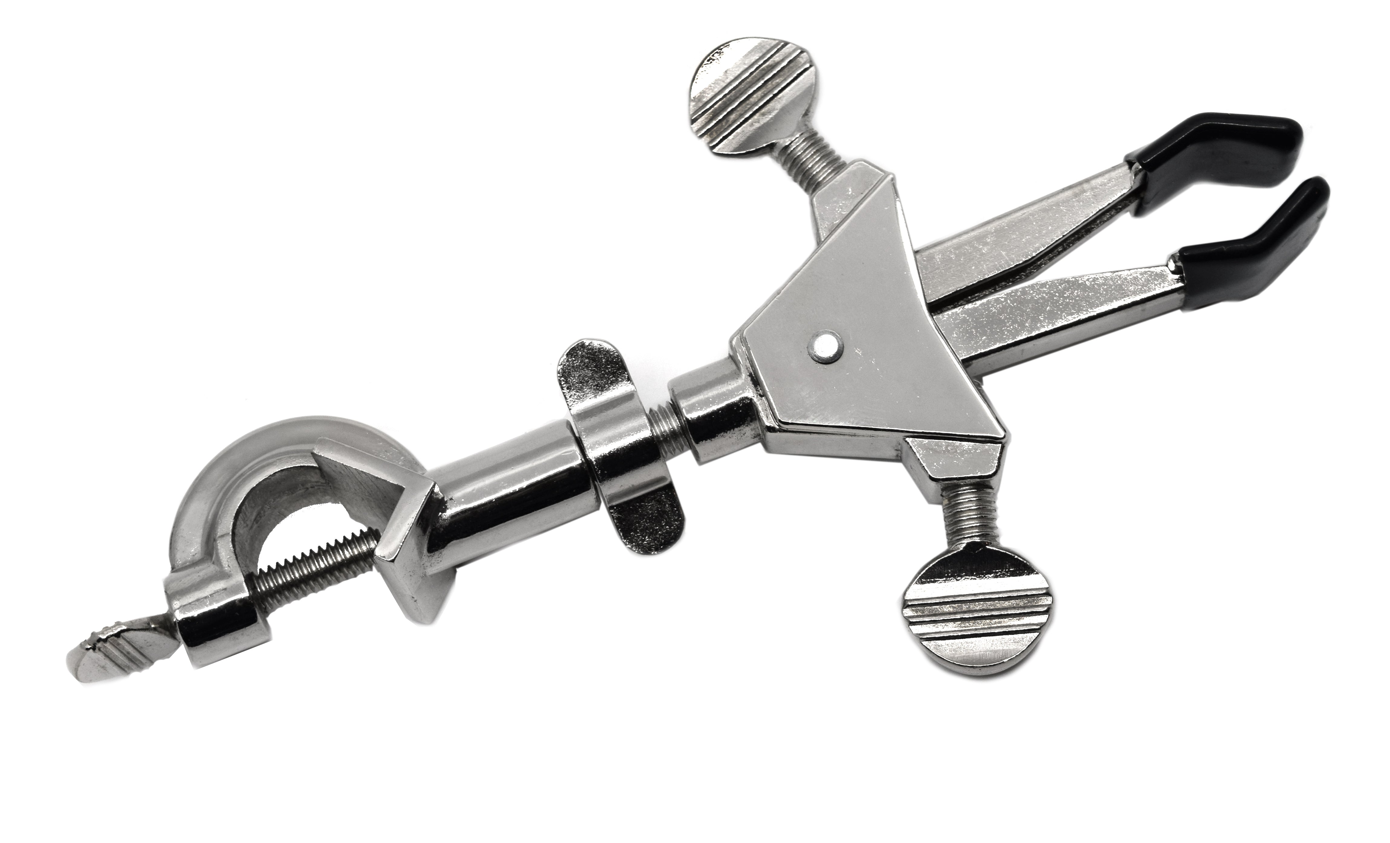 2-Prong Double-Adjustable Universal Clamp with Vinyl-Coated Jaws and Boss Head