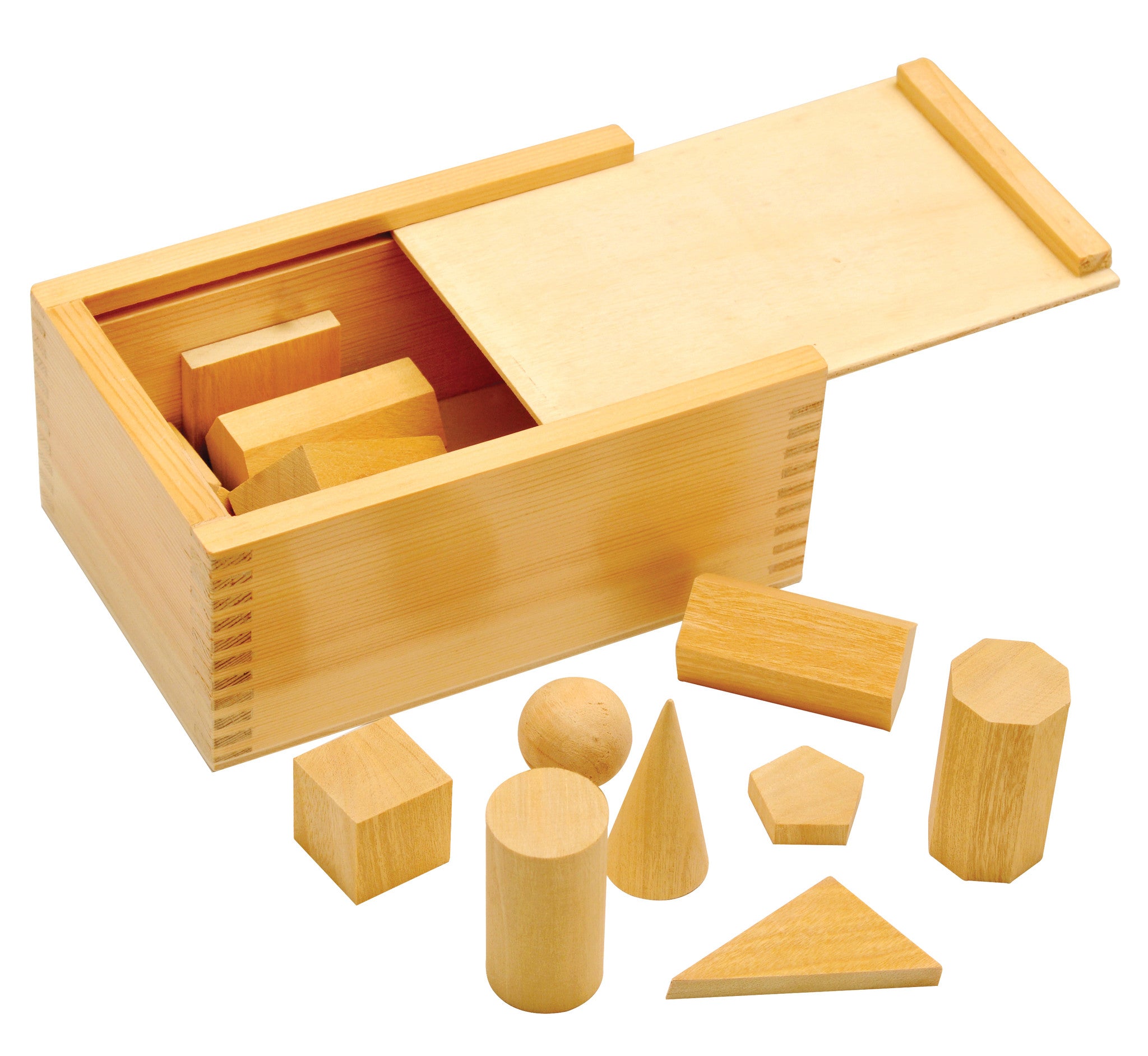 16-Piece Wooden Geometric Shapes Set with Storage Case