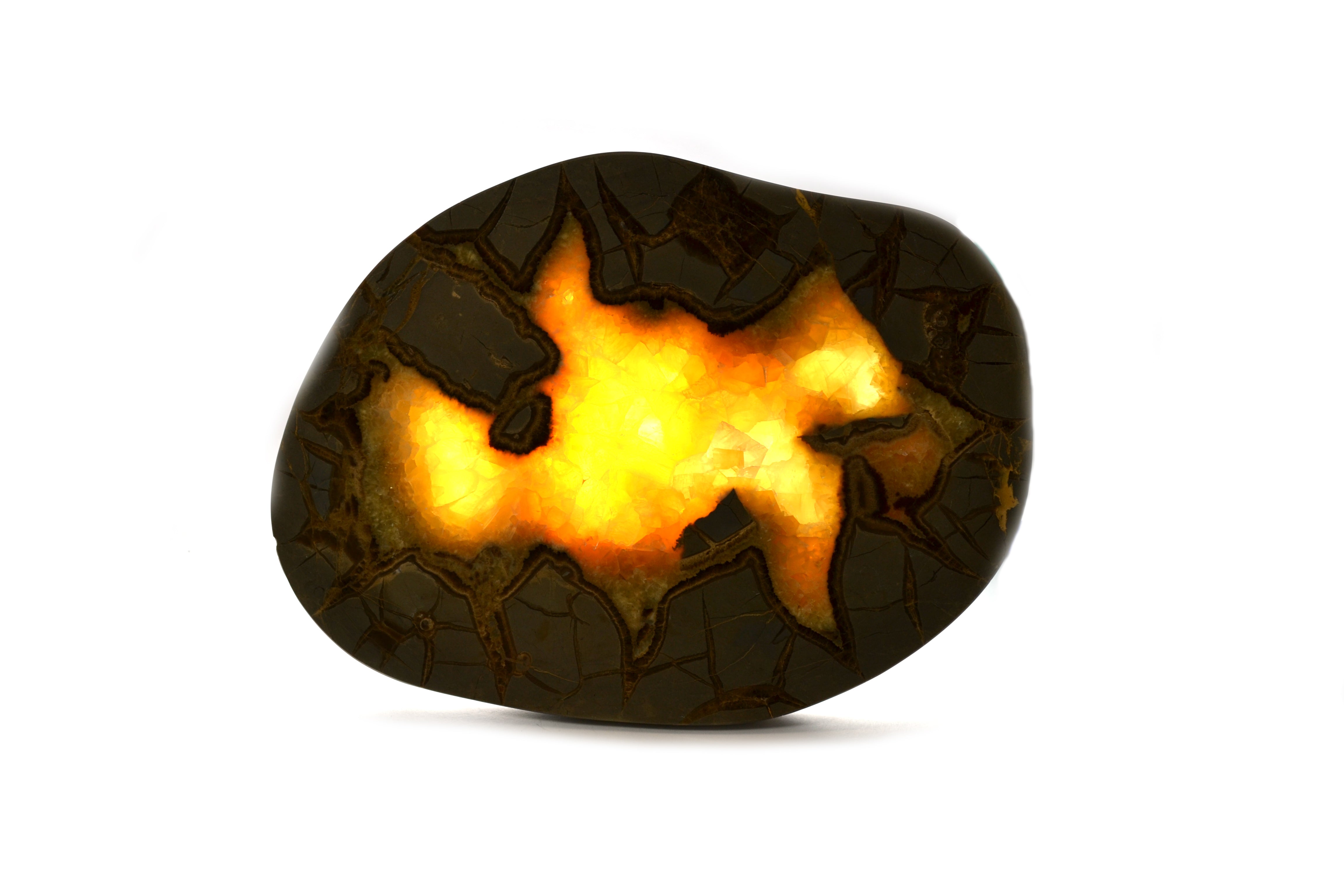 Polished Septarian Calcite Plate Specimen, 8 x 6 inch