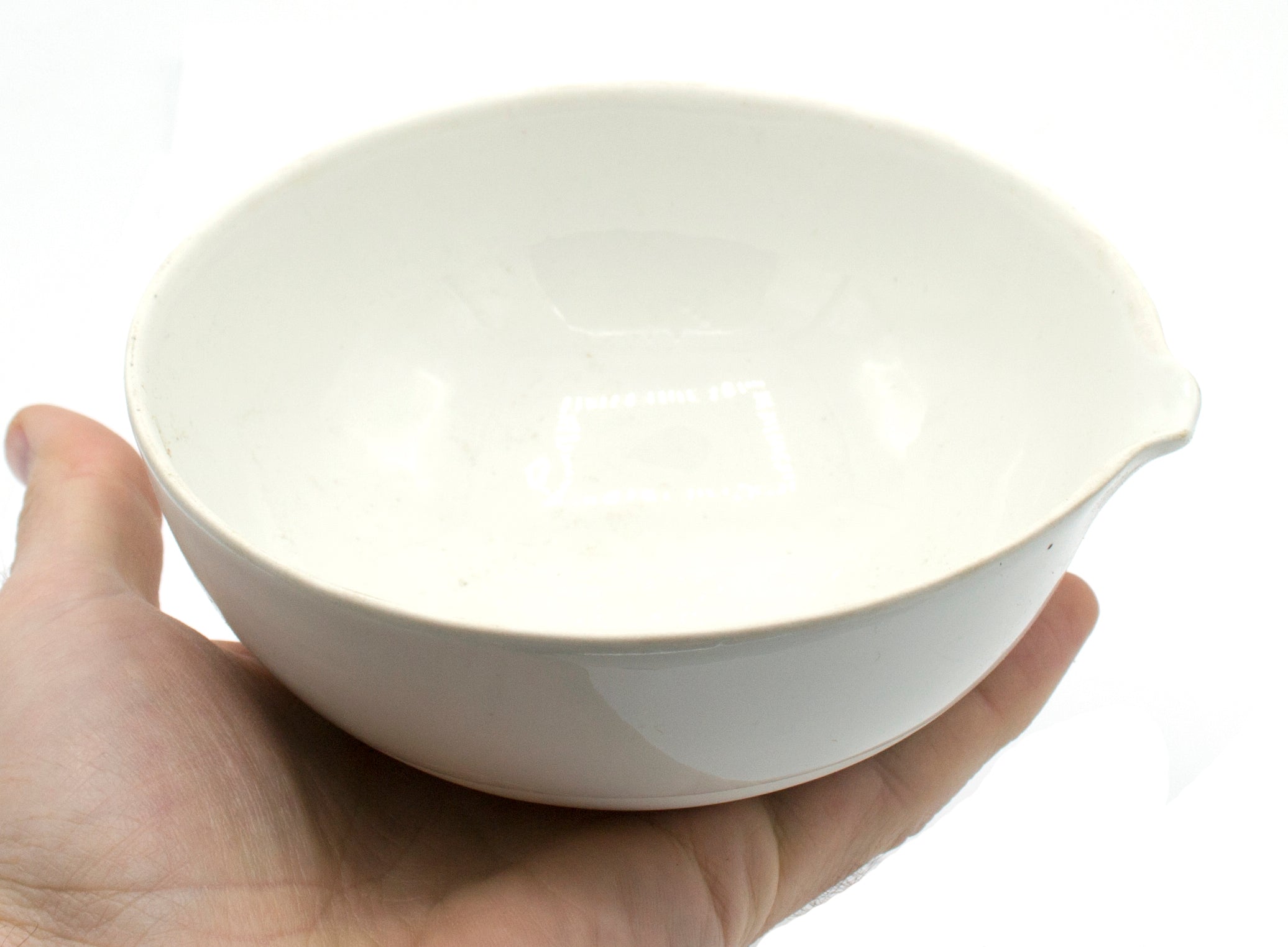 Deep Form Evaporating Basin with Spout, 110mm Diameter, Porcelain