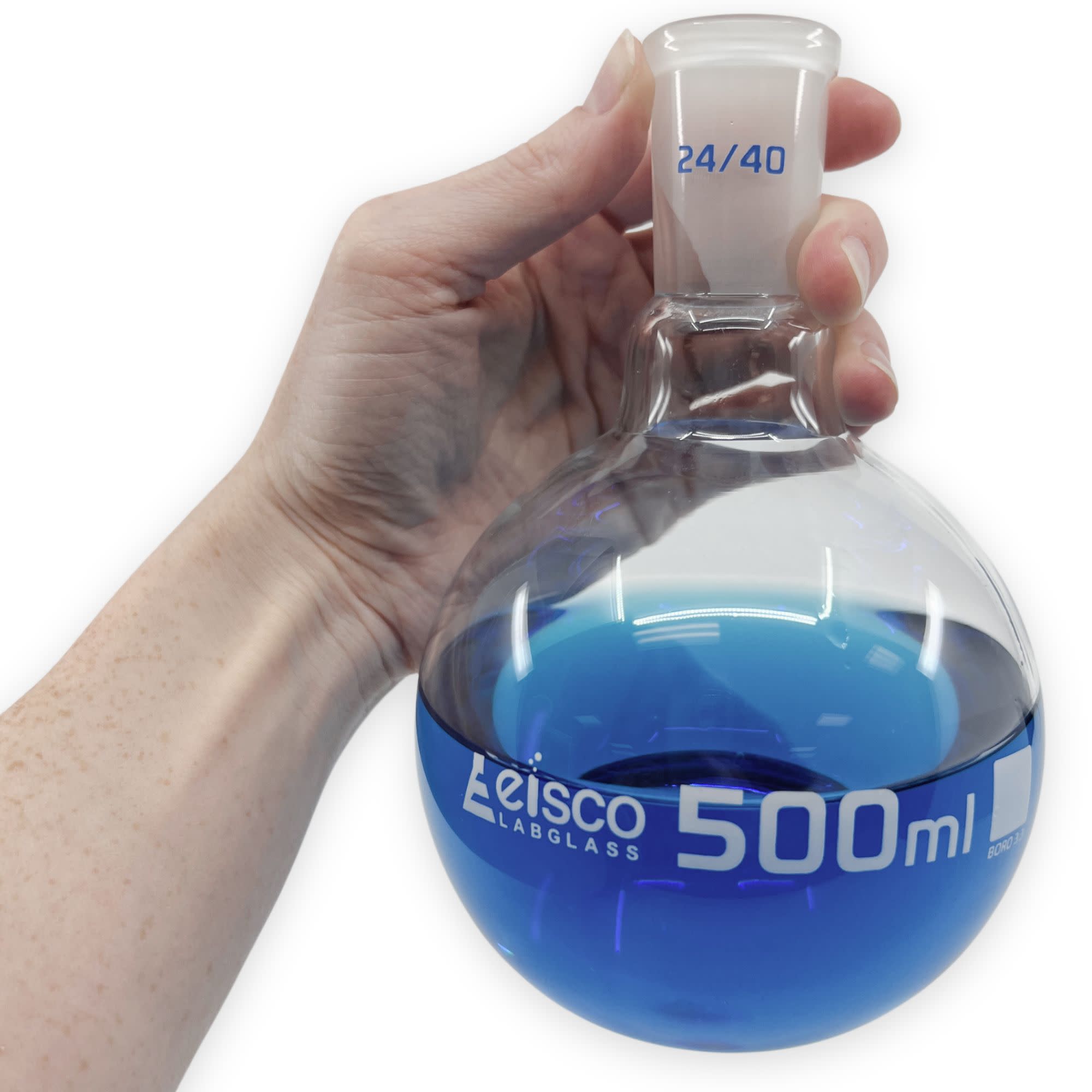 Flat Bottom Boiling Flask with 24/40 Ground Joint, 500mL, Borosilicate Glass