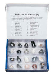 20-Piece Igneous, Metamorphic and Sedimentary Rock Specimen Set in Laminated Box