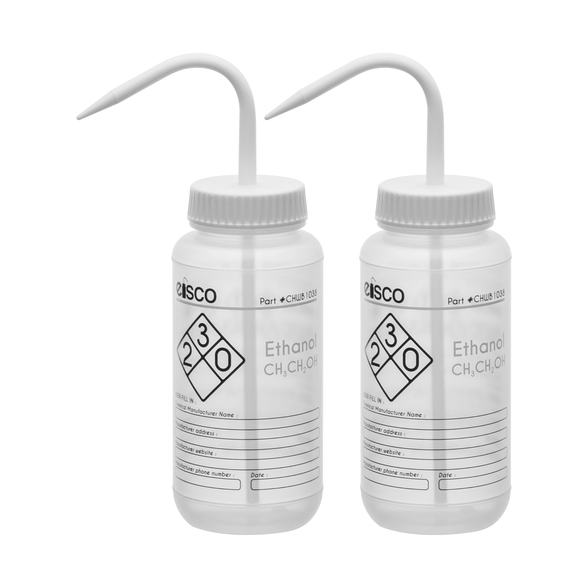 Ethanol Wash Bottle, LDPE, 2-Color Label, 500mL