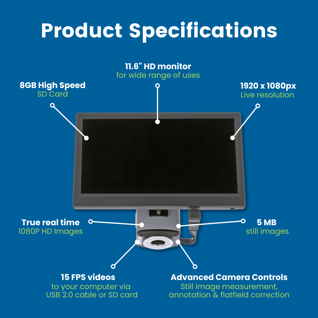 Excelis HD Lite Microscope Camera with 11.6" LCD Monitor, 1080p