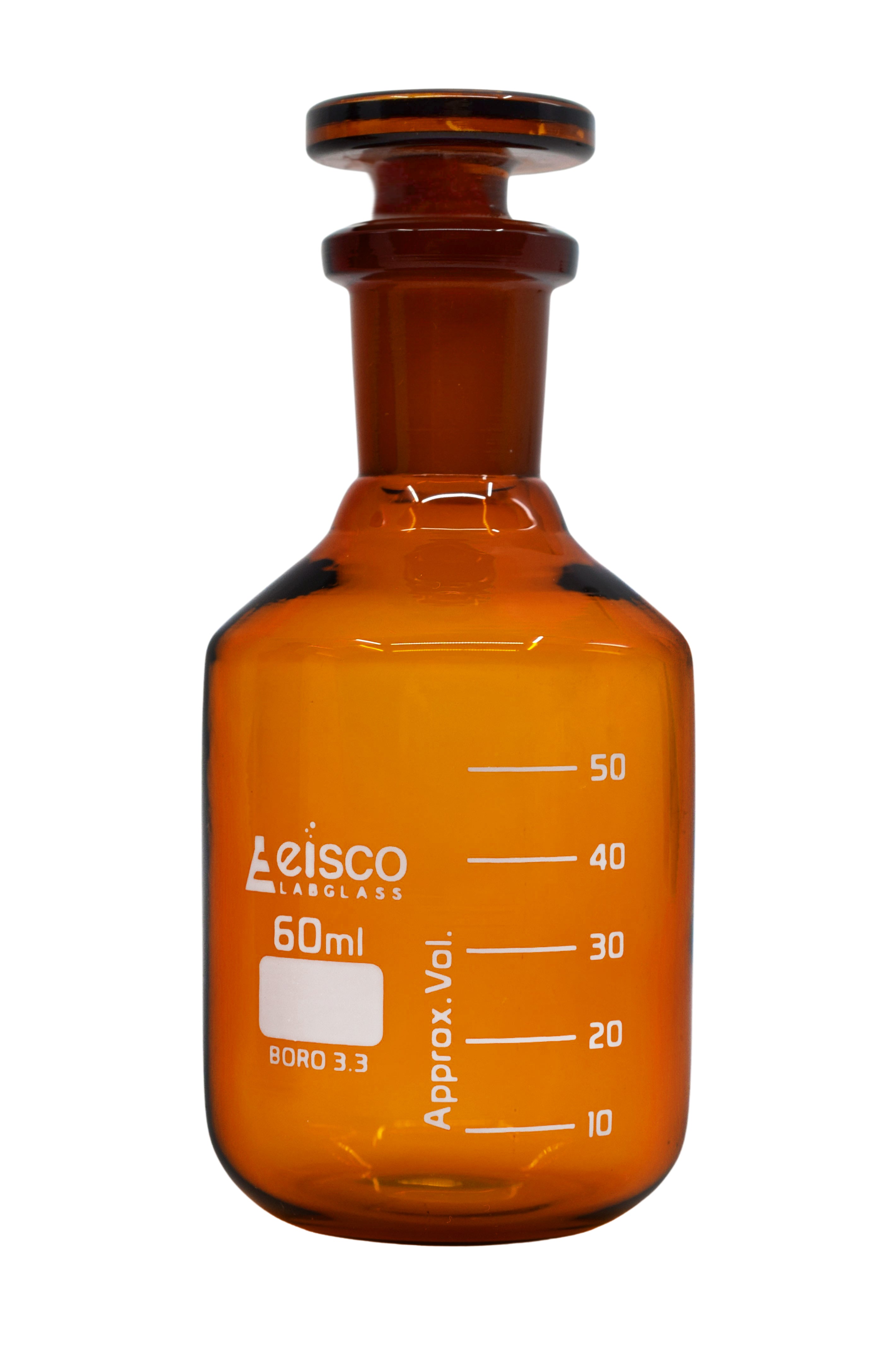 Graduated Narrow Mouth Amber Borosilicate Glass Reagent Bottle with Glass Stopper