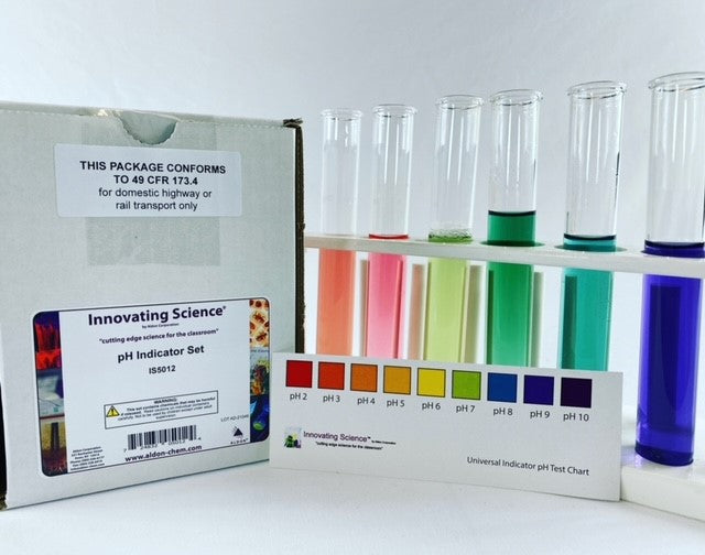 pH Indicator Set with 3 Solutions and Color Charts