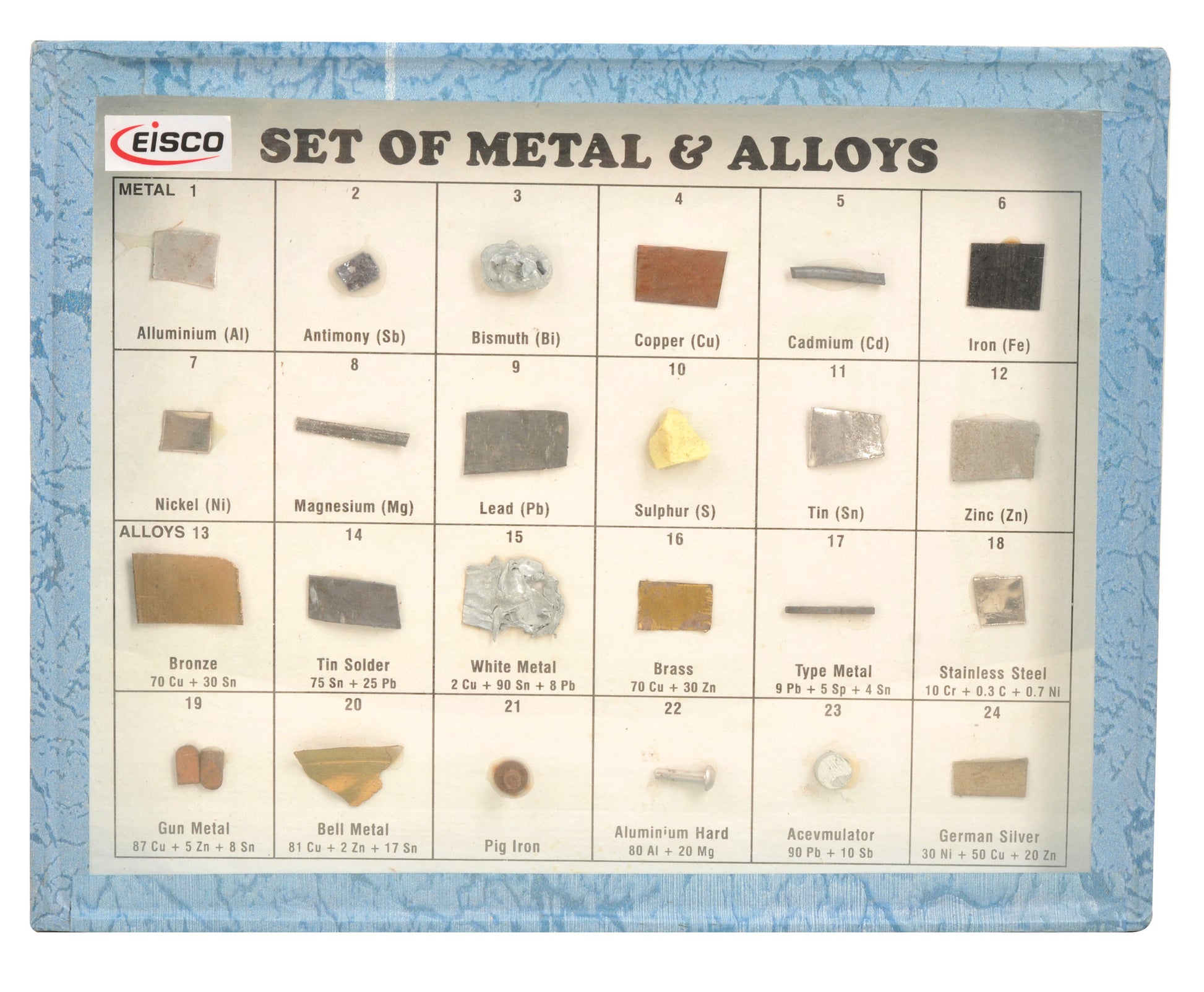Set of 24 Metal & Alloys, Wooden Case