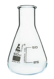 Eisco Labs Glass Erlenmeyer Narrow Neck Flask 50ml, borosilicate, Pack of 12