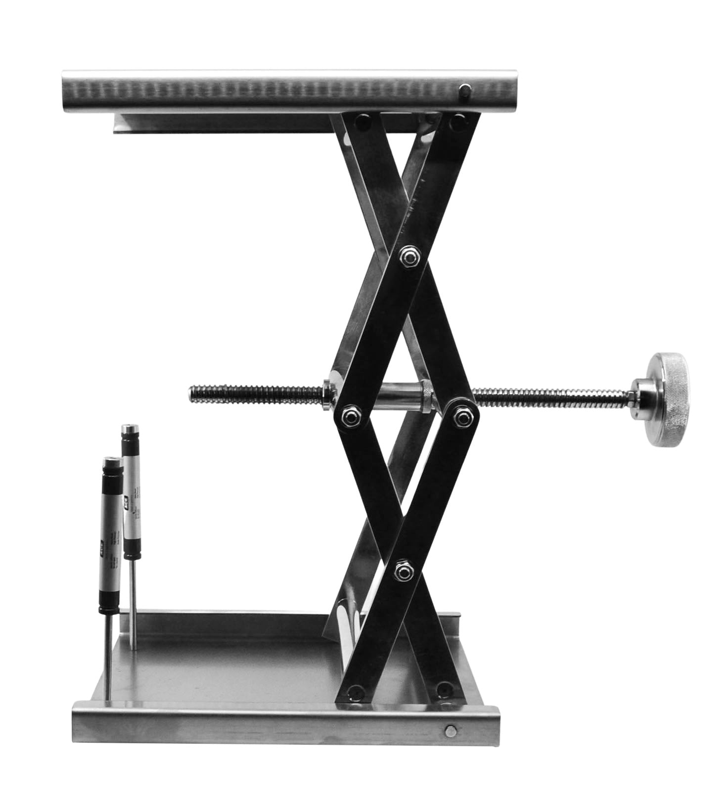 Premium Stainless Steel Scissor Jack with Hand Crank, 18" Extension