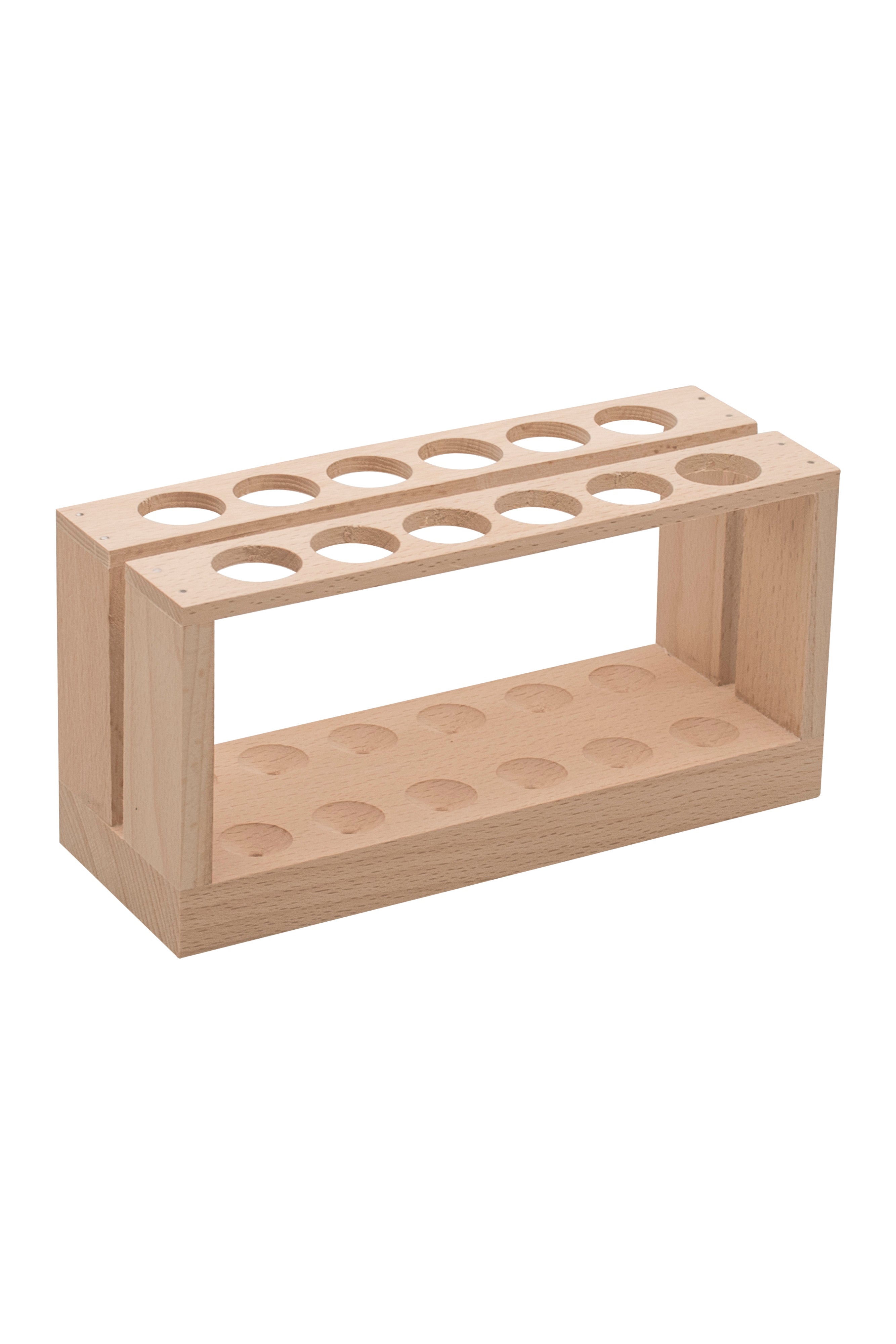 12-Tube Economy Wooden Test Tube Rack, 6" Wide, for 15mm Tubes