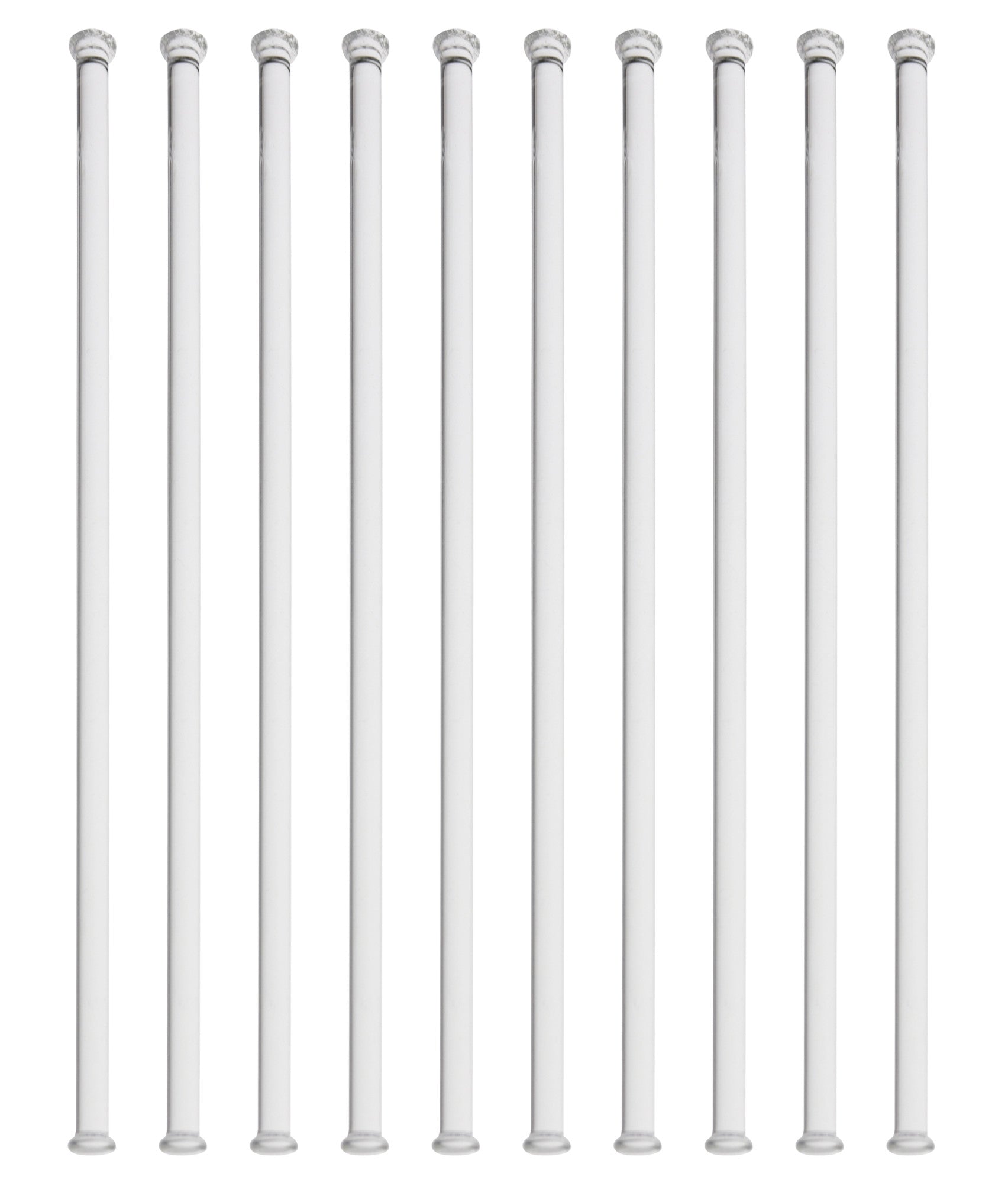 11.8" Glass Stirring Rod with Dual Button Ends, 6mm, 10-Pack